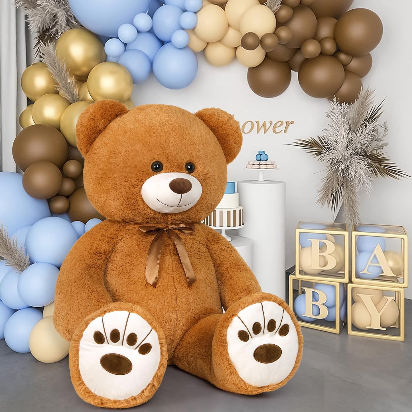 MaoGoLan Giant Teddy Bear 50in Large Stuffed Animal Jumbo Big Bear Plush, Soft Teddy Plush Toy for Kids Teens Girls Birthday Gift Cute Decorations for Baby Shower Themed Party