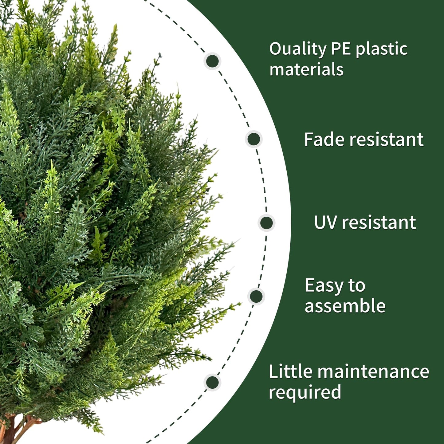 25”Artificial Cedar Topiary Ball Tree Set of 2 with Ground Spikes, UV Resistant Artificial Bushes Fake Plants for Home Front Door Offices