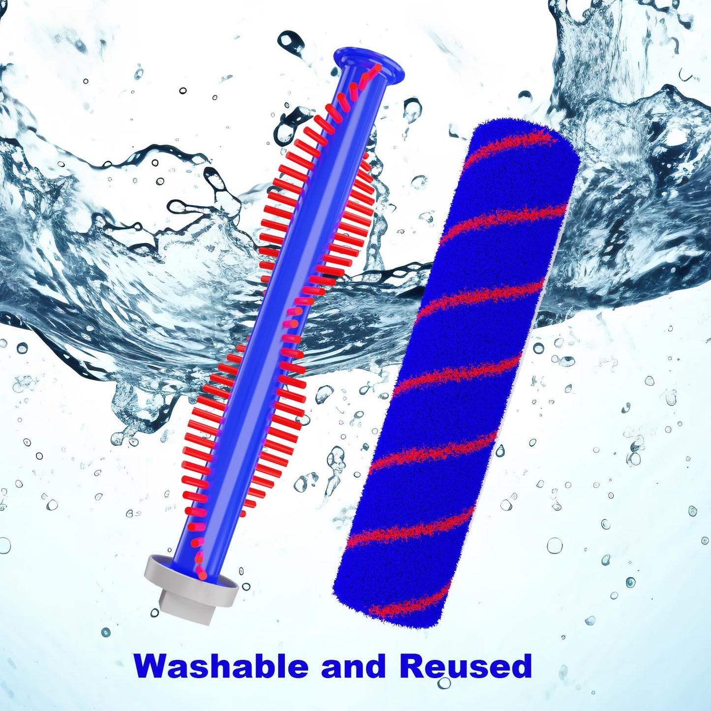 Updated Motorized Brush with Headlights for Dyson V6 Series DC59 DC62 Vacuum Cleaners,Two Rollers Replacement Head of Soft & PP Bristles Roller, Motorhead Attachment for Wood Floor, Carpet Cleaning