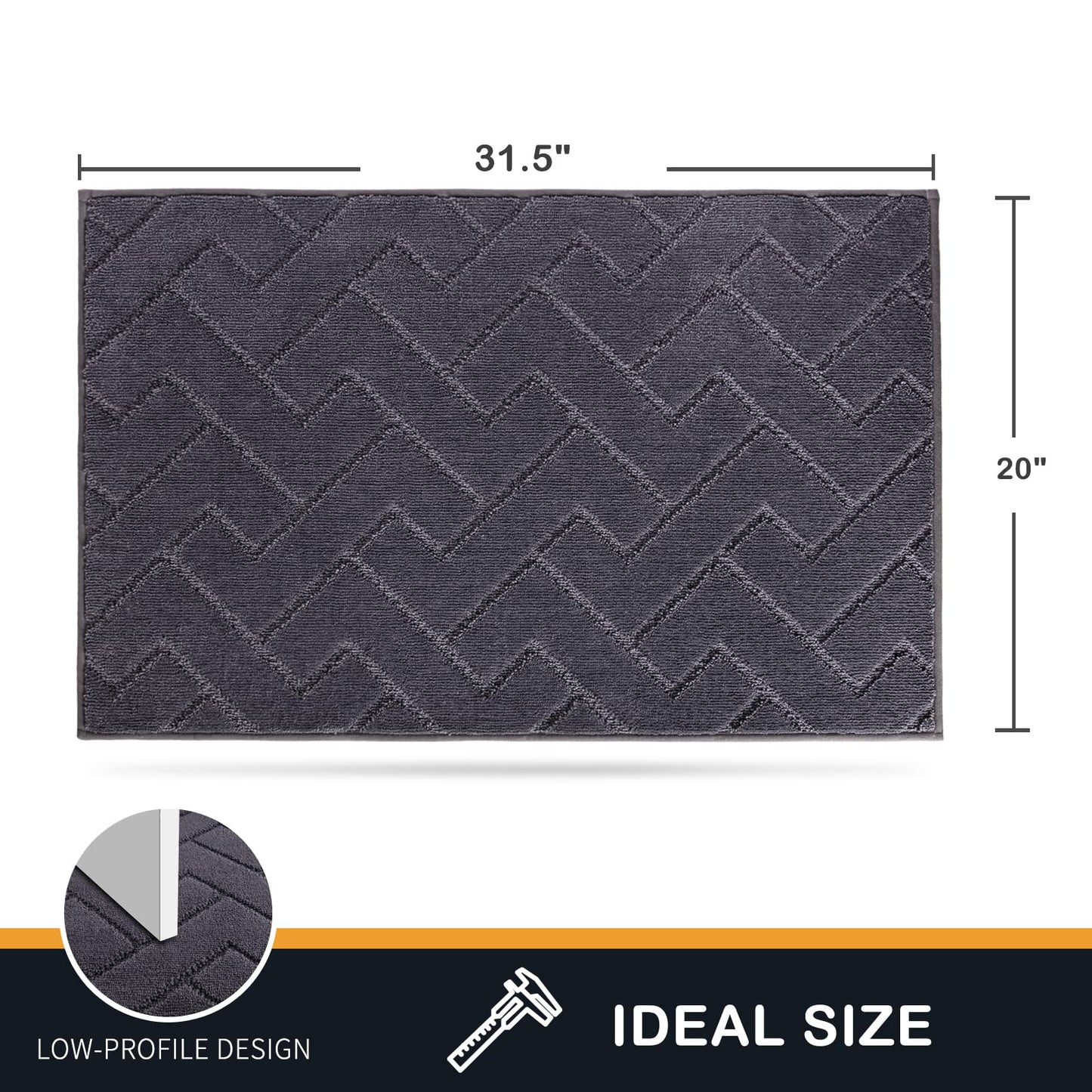 PURRUGS Dirt Trapping Door Mat 20" x 31.5", Non-Slip Machine Washable Entry Rug, Dog Doormat, Indoor Front Door Mat, Super Absorbent Entryway Rug for Muddy Shoes & Paws, Grey