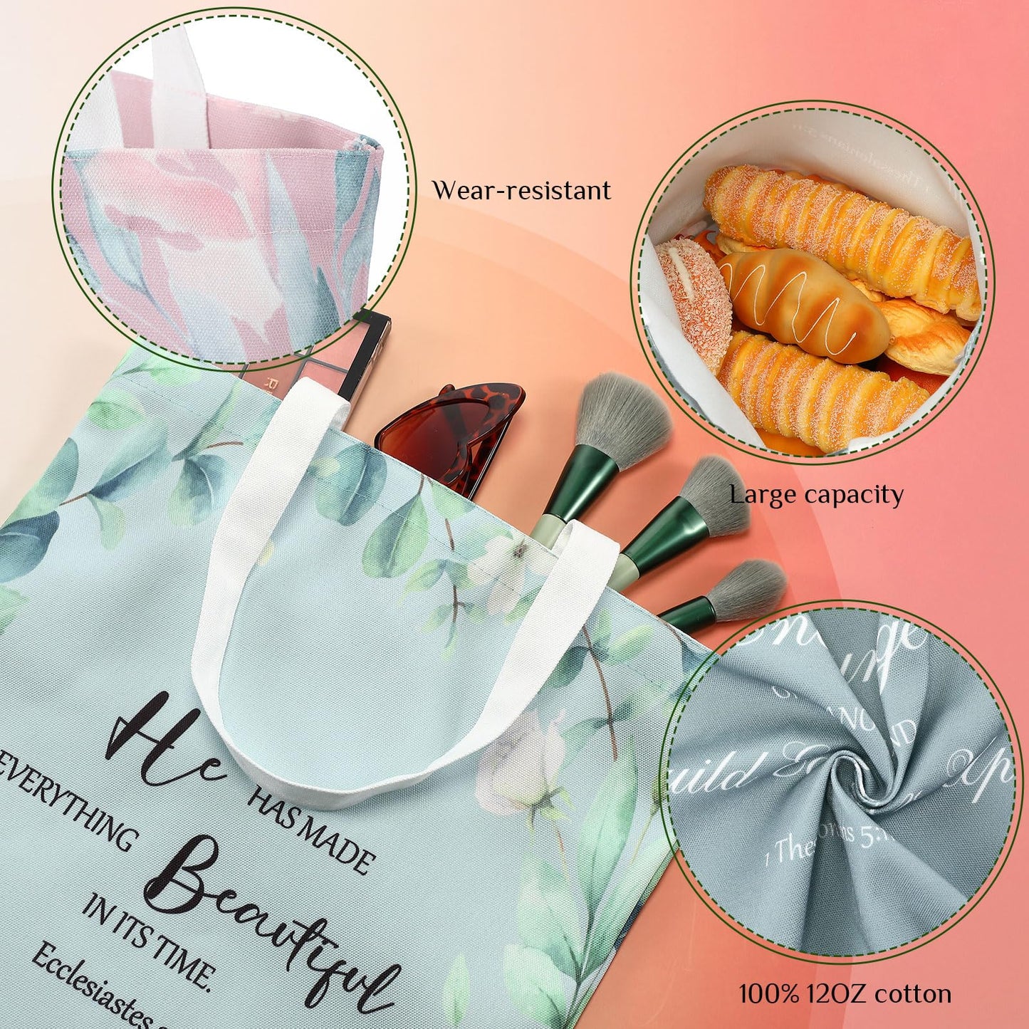Sayglossy 10 Sets Christian Gifts Bulk Include Christian Tote Bags Scripture Notebooks Bible Verse Pens Keychains Inspirational Religious Church Gifts for Coworkers Employees Sunday Father's Day