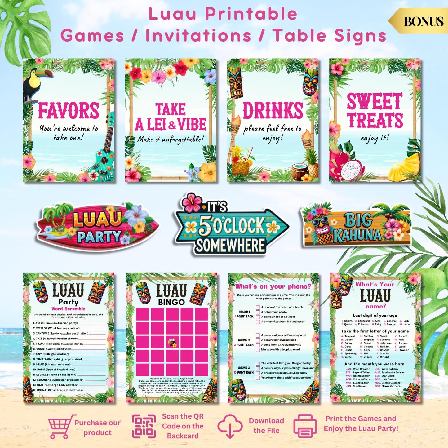 180 pc Premium Luau Party Decorations Set – Hawaiian Birthday Party Decor with Balloons, Backdrop, Table Skirt, Toppers & More – Tropical Aloha Themed Supplies for Indoor & Outdoor Celebrations