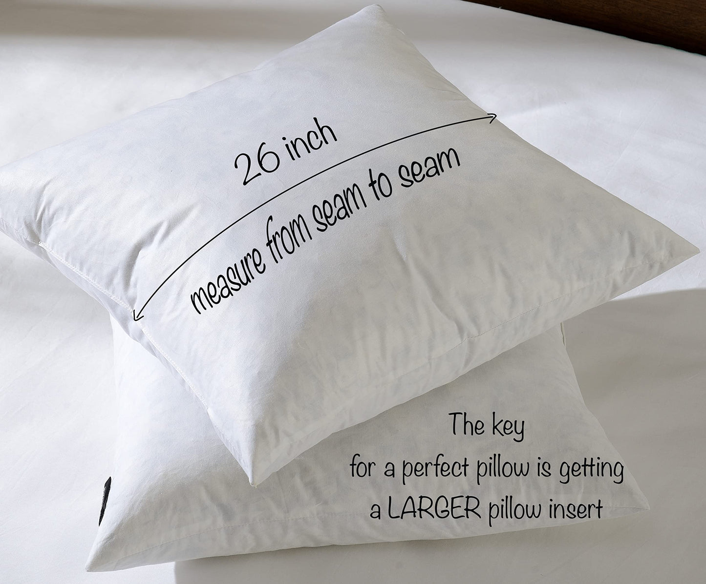 basic home® Hotel-Style Goose Feather Down Euro Pillow Insert for Sofa & Bed - 100% Odorless & Plump Cushion Filler - 233TC Cotton with Inner Liner to Prevent Poking (26x26 Inch)