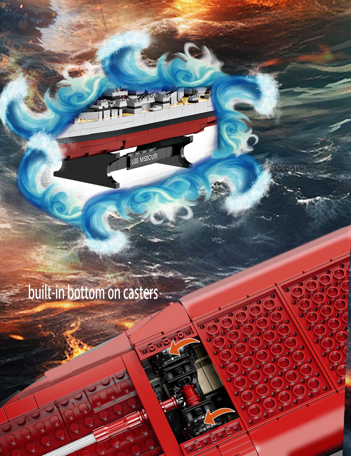 SEMKY Military Series USS Missouri BB-63 MOC Building Blocks and Engineering Toy(2228 Pieces),WW2 Warship for Kid and Military Fan