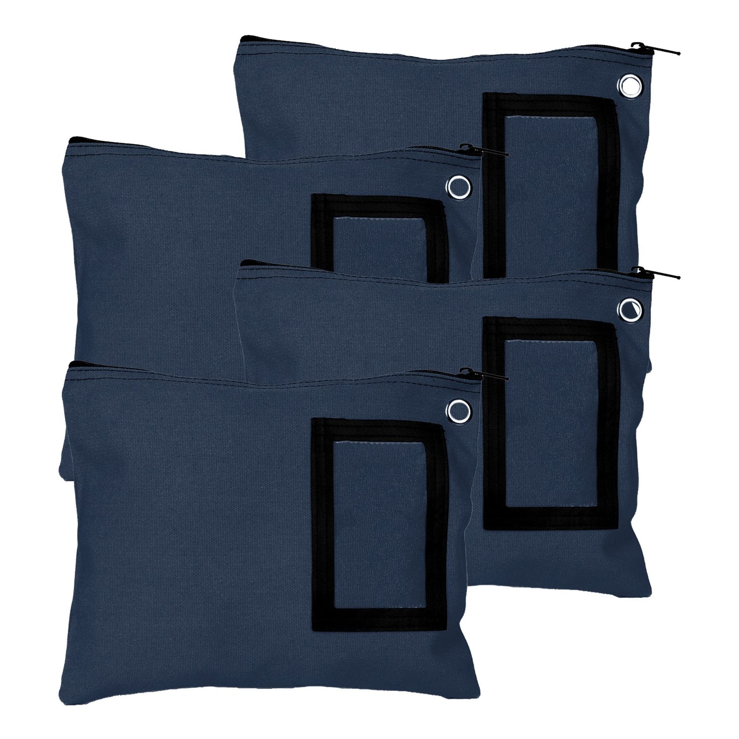 BankSupplies Canvas Zipper Bags | 12W x 9H | Set of 4 | Large Storage Bags | Grommet for Zip Tie & Padlock | 5W x 3H Framed Cardholder | Zipper Closure | Bank Bags