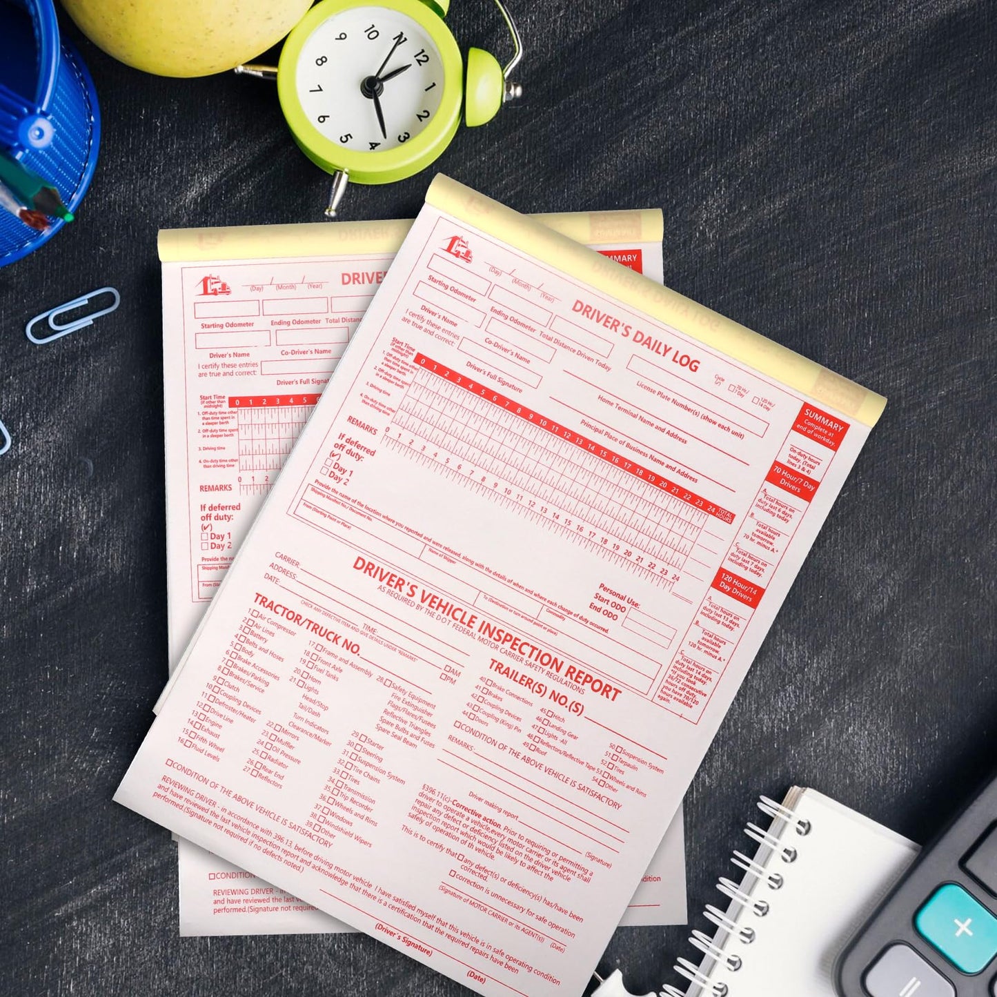 10 Pcs 8.5x11inch 2-in-1 Driver Log Books for Truckers Dot Log Book Driver Vehicle Inspection Report Log Books with Detail Backup Truck Inspection Forms 2-Ply Carbonless for Drivers (Large Size)