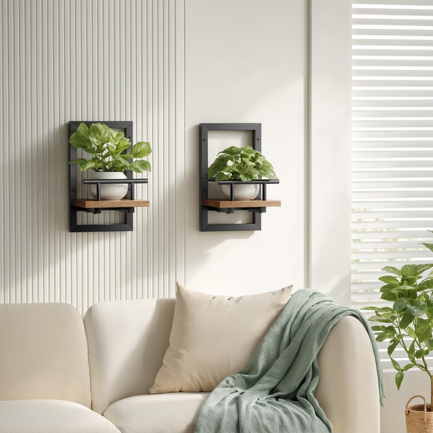 Sbosbo Floating Shelves for Wall, Plant Shelf Indoor, Wall Planters for Indoor Floating Plant Shelves for Bedroom, Living Room, Kitchen, Office, Bathroom Decor (3 Pack)