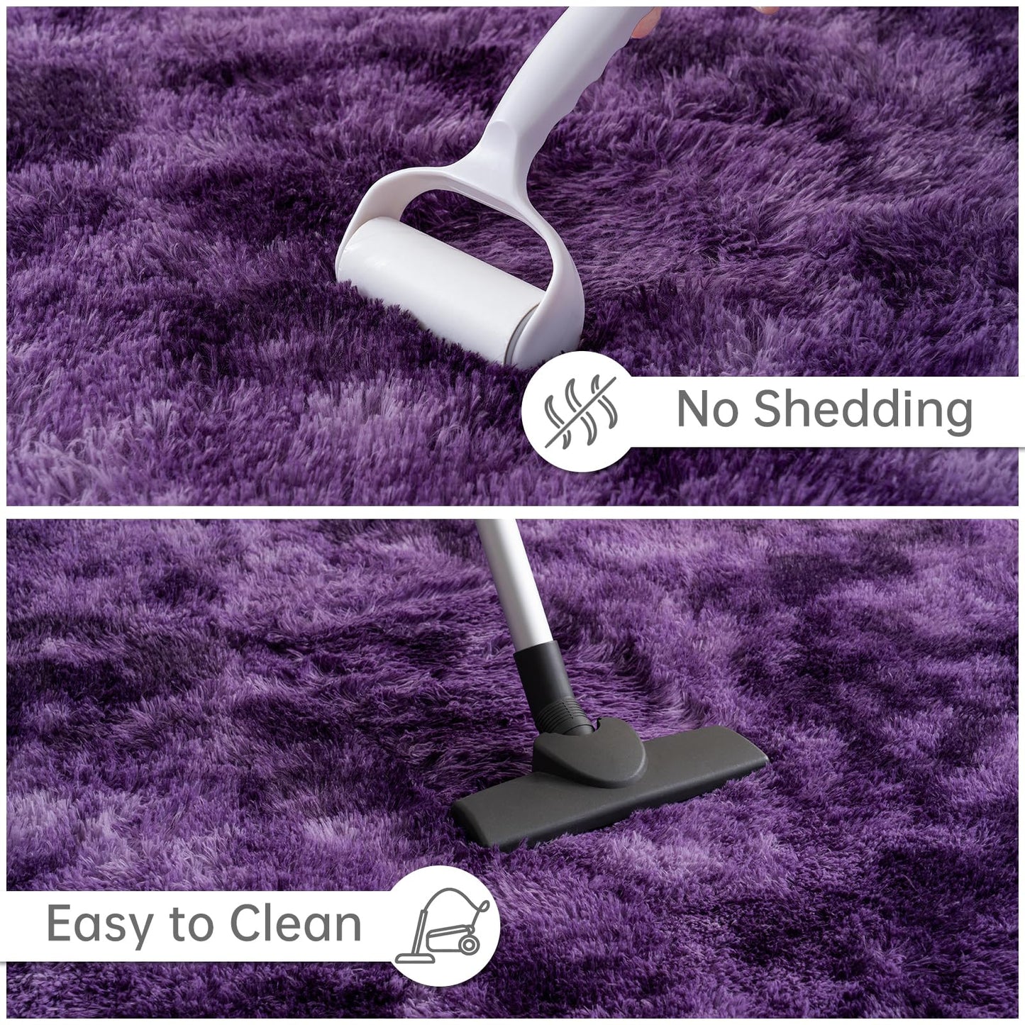Goideal Fluffy Rug for Bedroom Living Room, 5x7 Purple Area Rugs, Faux Fur Shag Modern Carpet Ultra Soft Girls Boys Room Home Decor, Tie-Dyed