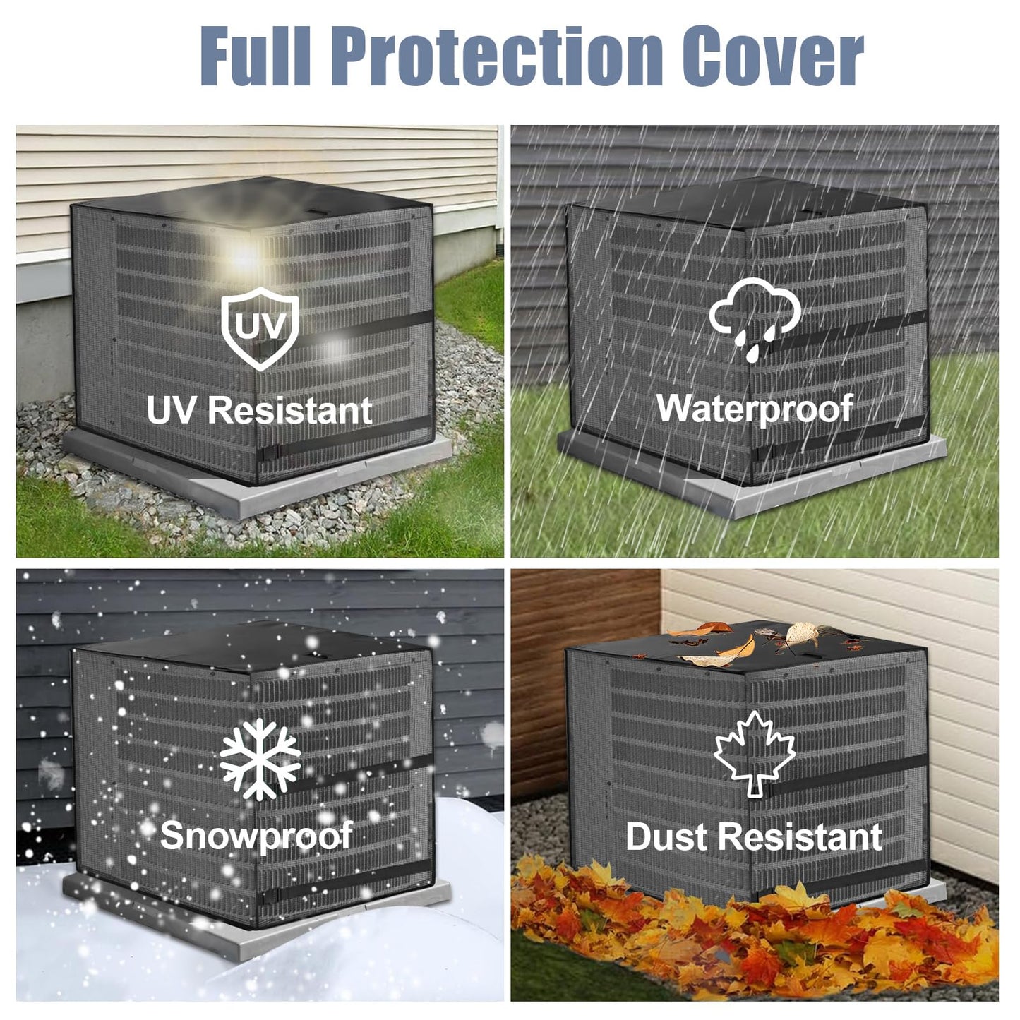 Air Conditioner Covers for Outside, Breathable Full Mesh With Waterproof Top Air Conditioner Cover for All Seasons, AC Unit Cover Protect from Cotttonwood Fluff, Leaves, Debris, 30x30x32 Inch-Black
