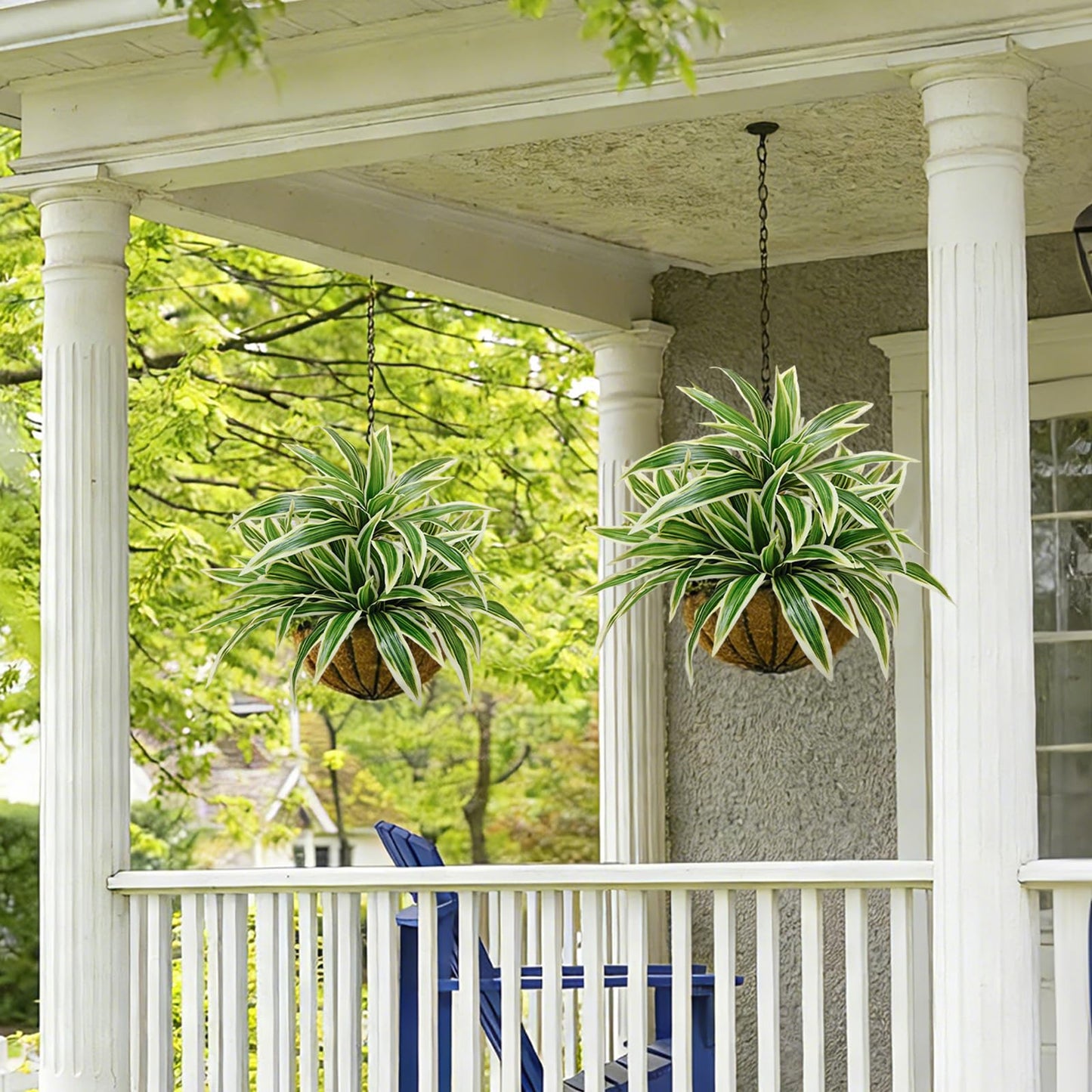 Cherica 4Pcs Fake Ferns, Faux Outdoor Plants UV Resistant,3D Real Touch Fake Plants Total 80 Blades,Weatherproof Artificial Plants Outdoor Indoor for Garden Porch Home Office Decor