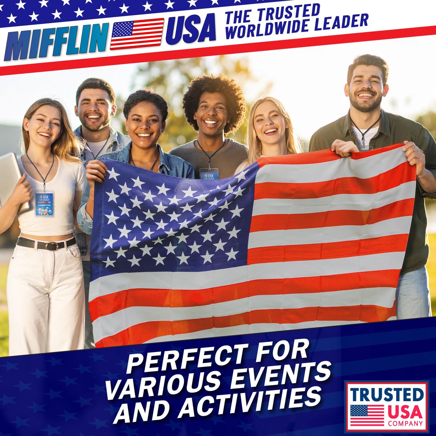 Mifflin-USA Passport & Card Holders (Clear, 4x6 Inches, 250 Pack), Extra Large ID Name Badge Holder, Zipperless Vertical Plastic Card Holders