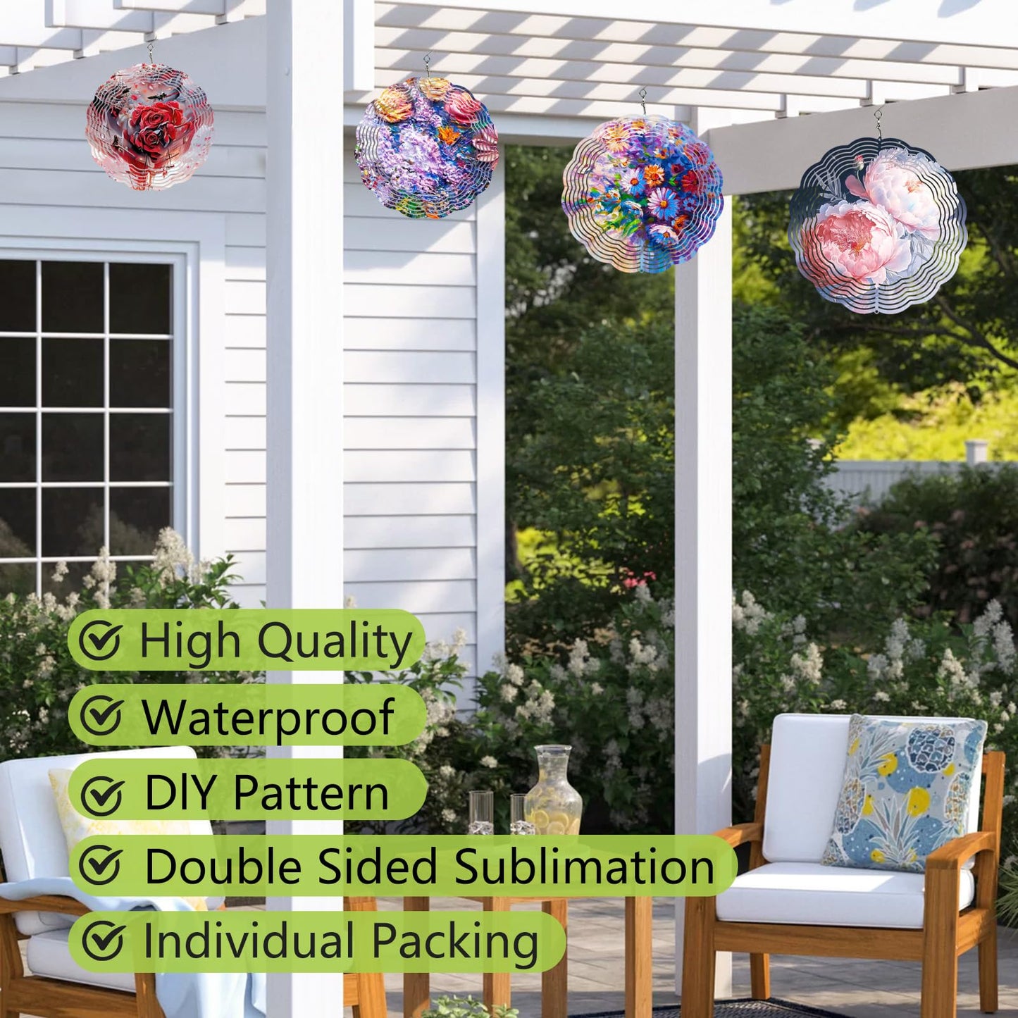 10 Pack Sublimation Wind Spinner Blanks 10 Inch,3D Wind Spinners Sublimation Blanks Products Bulk Aluminum Metal Sublimation Blank Wind Spinner for DIY Gift Indoor Outdoor Decoration