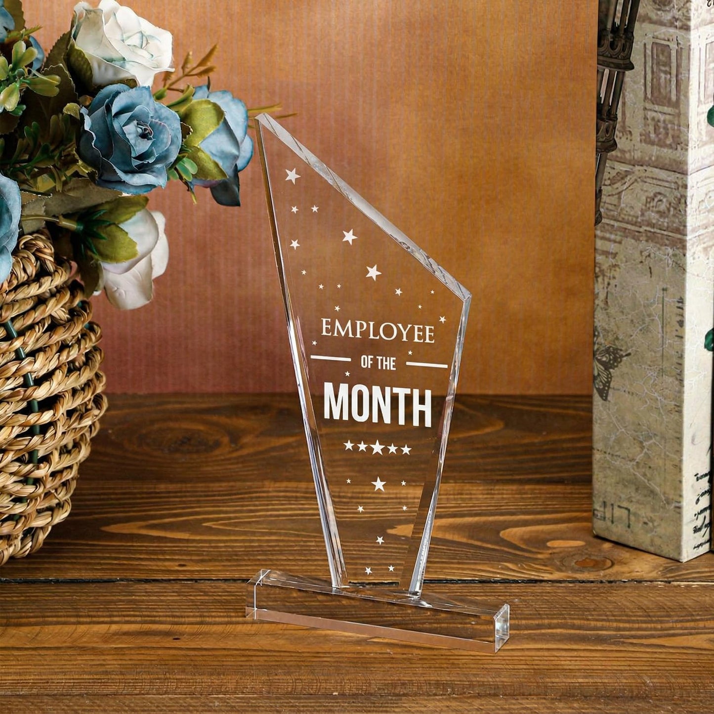 Roowest 8 Pcs Employee of The Month Plaque Trophy Employee Month Appreciation Award Gifts Bulk Coworker Acrylic Trophy Reward Sign Keepsake for Teacher Nurse Colleague Staff Volunteer Team Office
