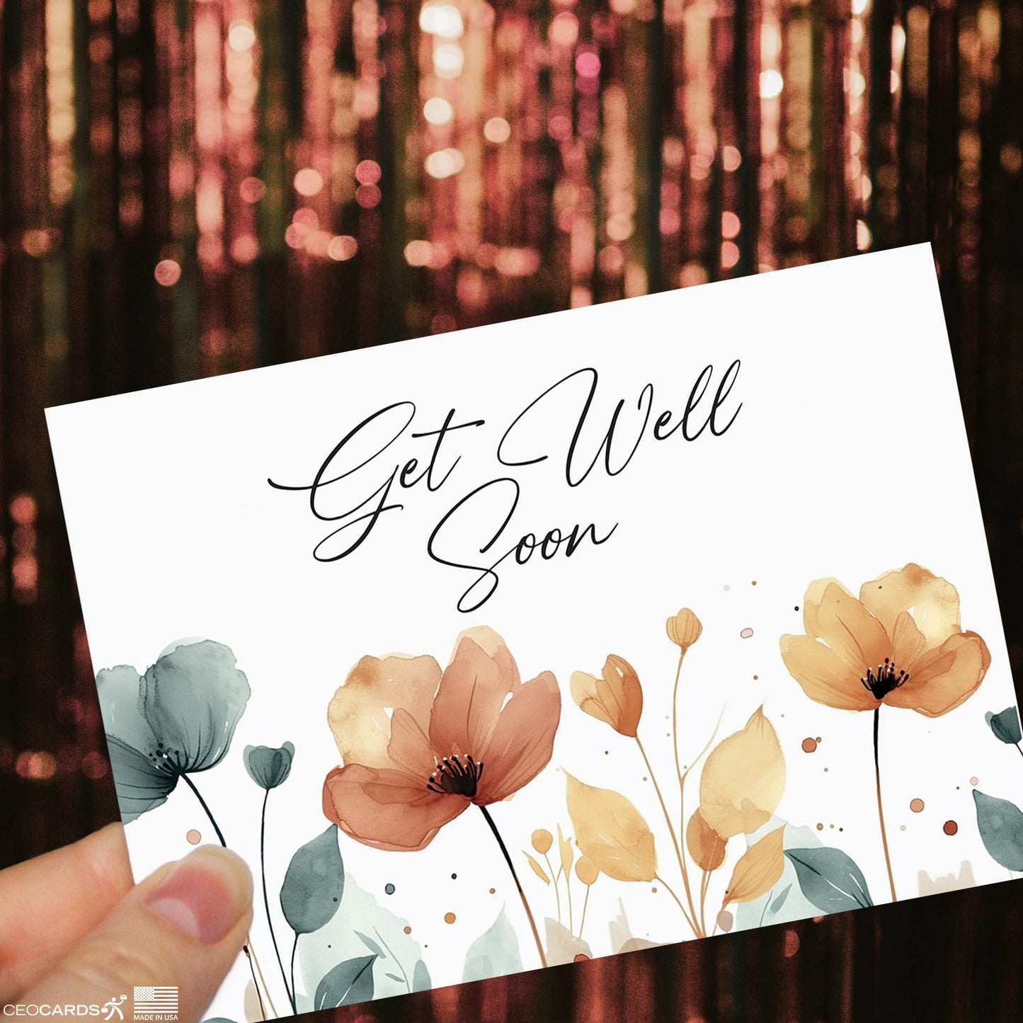 Get Well Soon Cards with Envelopes for Business & Family (Flowers) Bulk 25 Pack of Thoughtfully Designed Recovery Cards with Envelopes (5x7 inch - A7) Office, Work, Employees & Clients (GW2402)