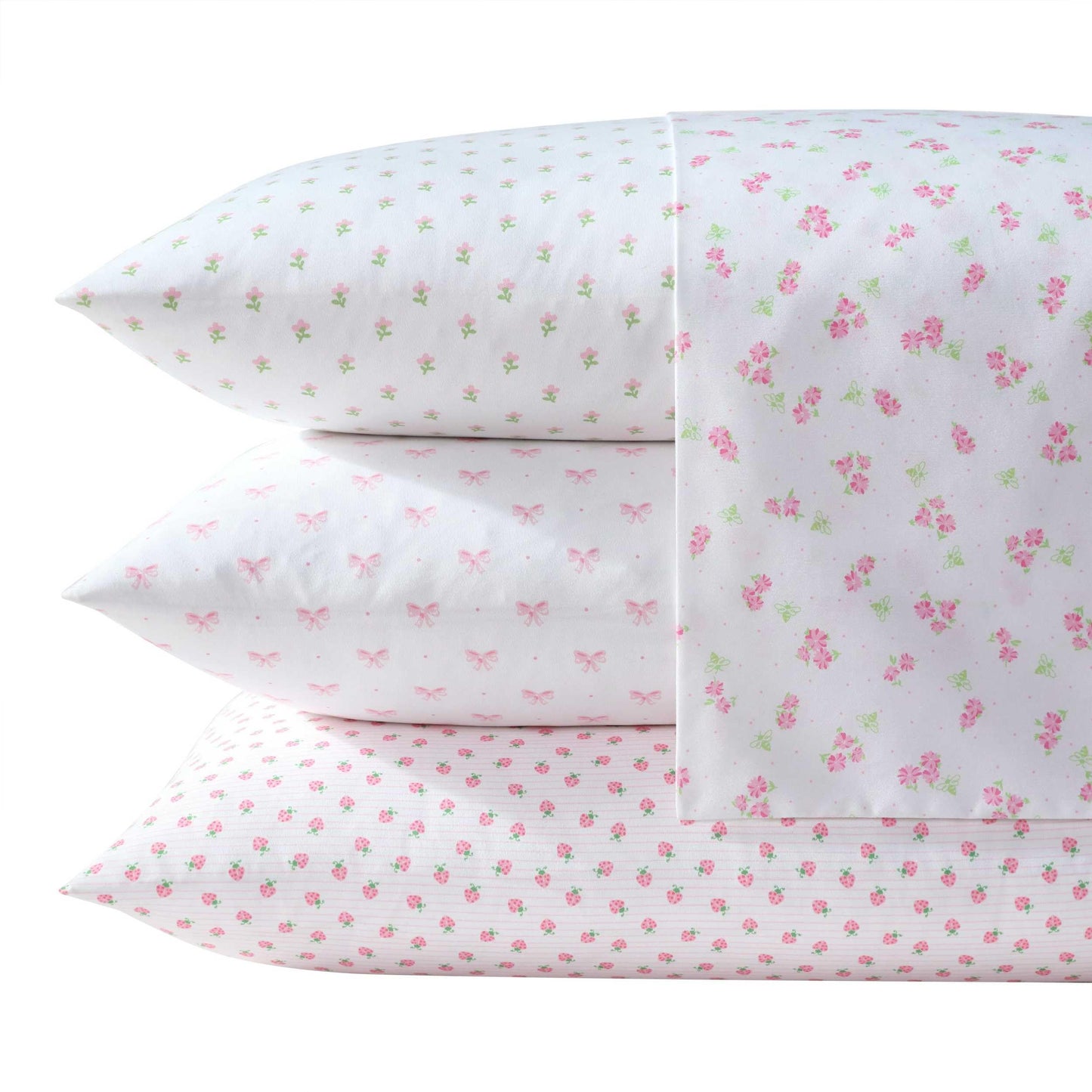 Laura Ashley Kids - Twin Sheet Set, Ultra-Soft Microfiber Bedding with Fully Elastic Fitted Sheet, Kids Bed Set with Pillowcase, Easy Care Bedding (Lovely Bows)