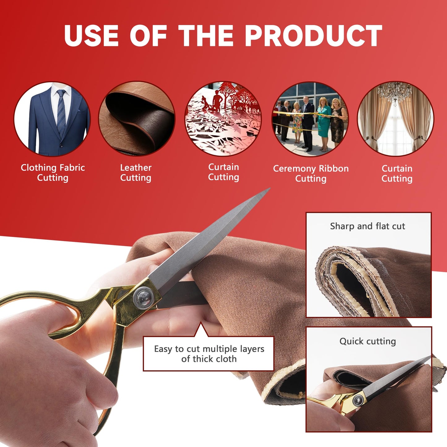 COMSIS Ribbon Cutting Ceremony Kit 10" Gold Handled Elegant Sharp Ribbon Cutting Scissors & 30 Feet Long 4" Wide Gold Satin Grand Opening Ribbon - Ceremonial Kit