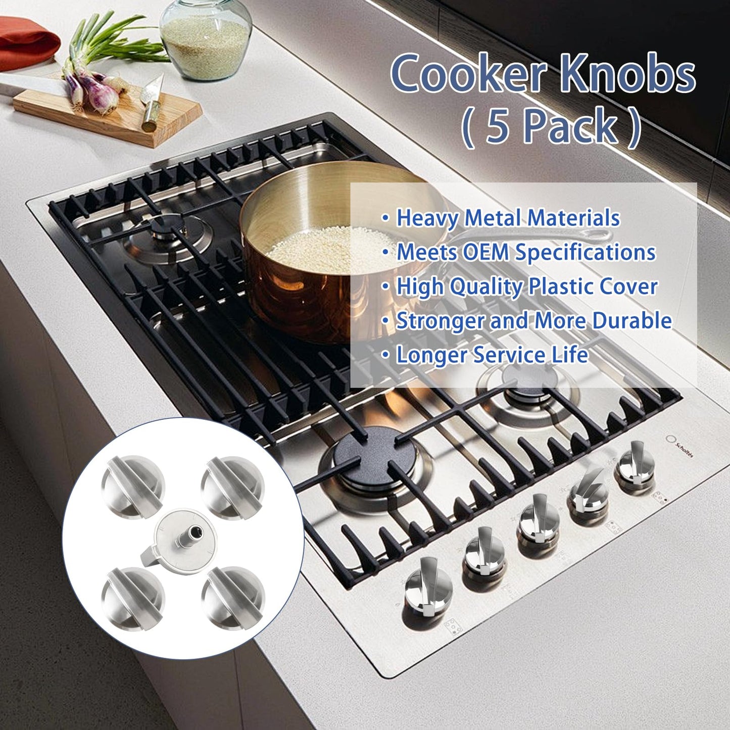 WB03X25796 Gas Cooktop Knob Compatible with ge Profile Stove Knobs, Fits PGP953SET1SS PGP986SET1SS PGP959SET1SS PGP976SET2SS - Replaces AP5986232 PS11721433 4362262 WB03T10326 Burner Range Knob - 5PCS