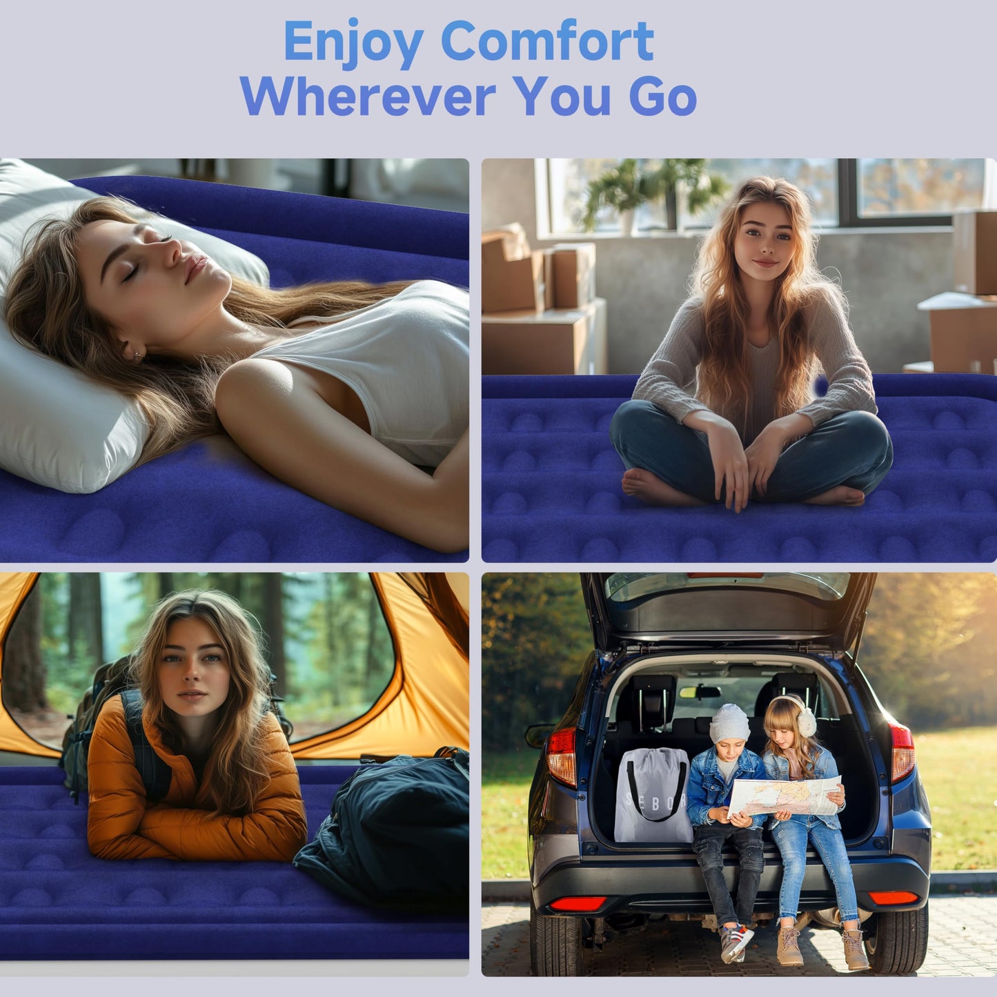 Sebor Air Mattress Twin with Built-in Pump 18", Comfortable Self-Inflating Air Mattress with High-Speed Pump, Durable Blow Up Mattress Twin with Storage Bag for Guests, Camping, Travel