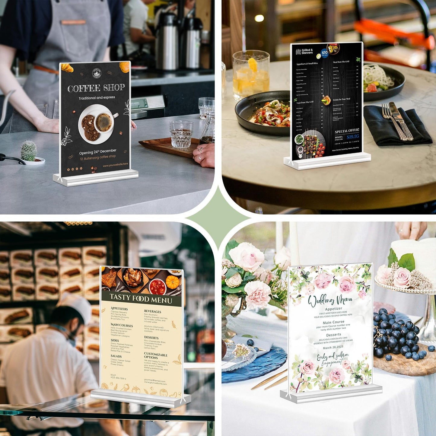 Acrylic Sign Holder 5x7, 25 Pack Clear Double Sided Table Menu Vertical Display, Plastic Flyer Display Stand, Paper photo Plastic Sign Frame Suitable for Restaurants Office Store Hotels, Show Fair