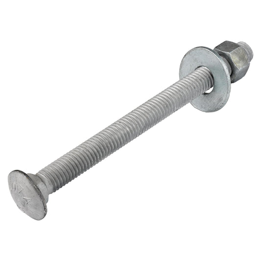 1/2" x 6" (25 Pack) Galvanized Carriage Bolt Kit Grade 307A Includes 1/2" USS Flat Washers (25 pcs) and 1/2"-13 Hex Nuts (25 pcs), Hot Dip Galvanized for Exterior Use by Makers Bolt