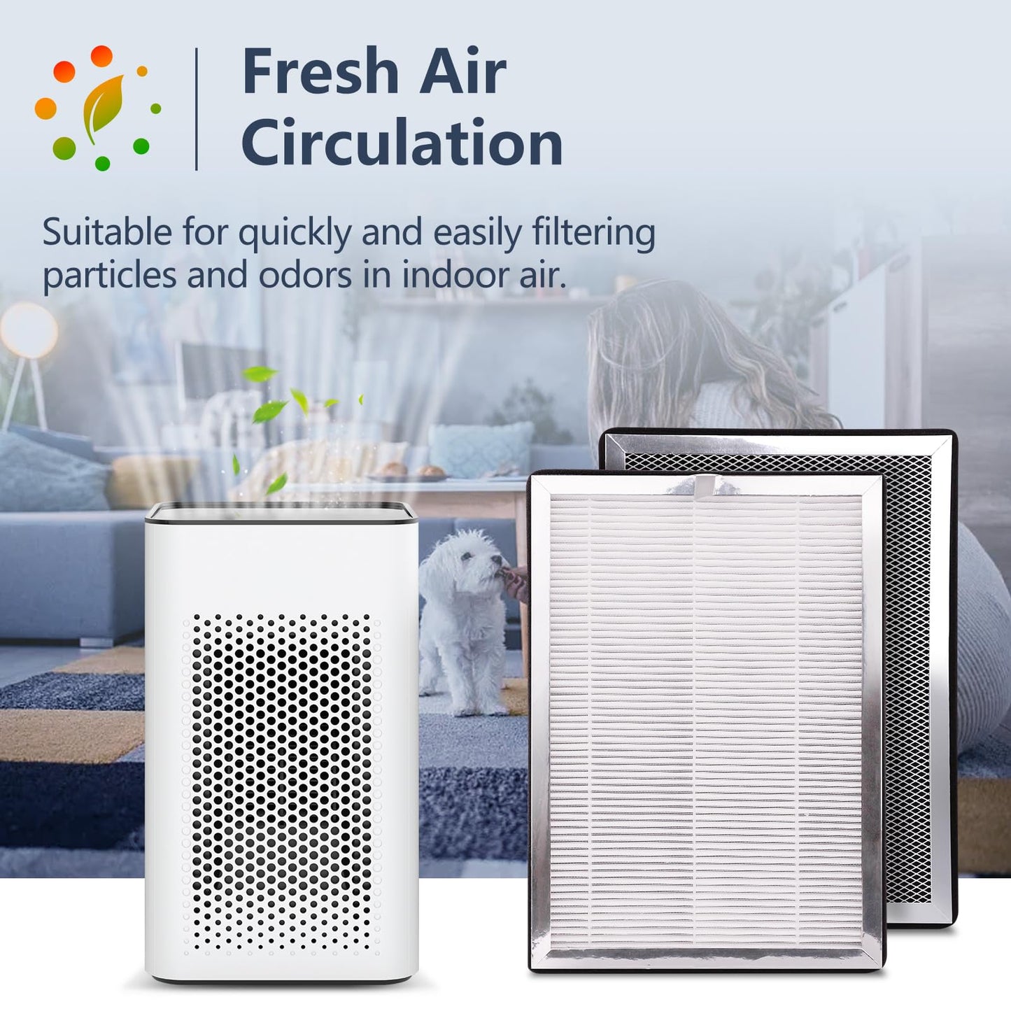 Midiex 6-Pack MA25 Replacement Filter Compatible with Air Purifier MA-25 Series S1/B1/W1, 3-in-1 H13 Ture HEPA with Activated Carbon Pre-filter