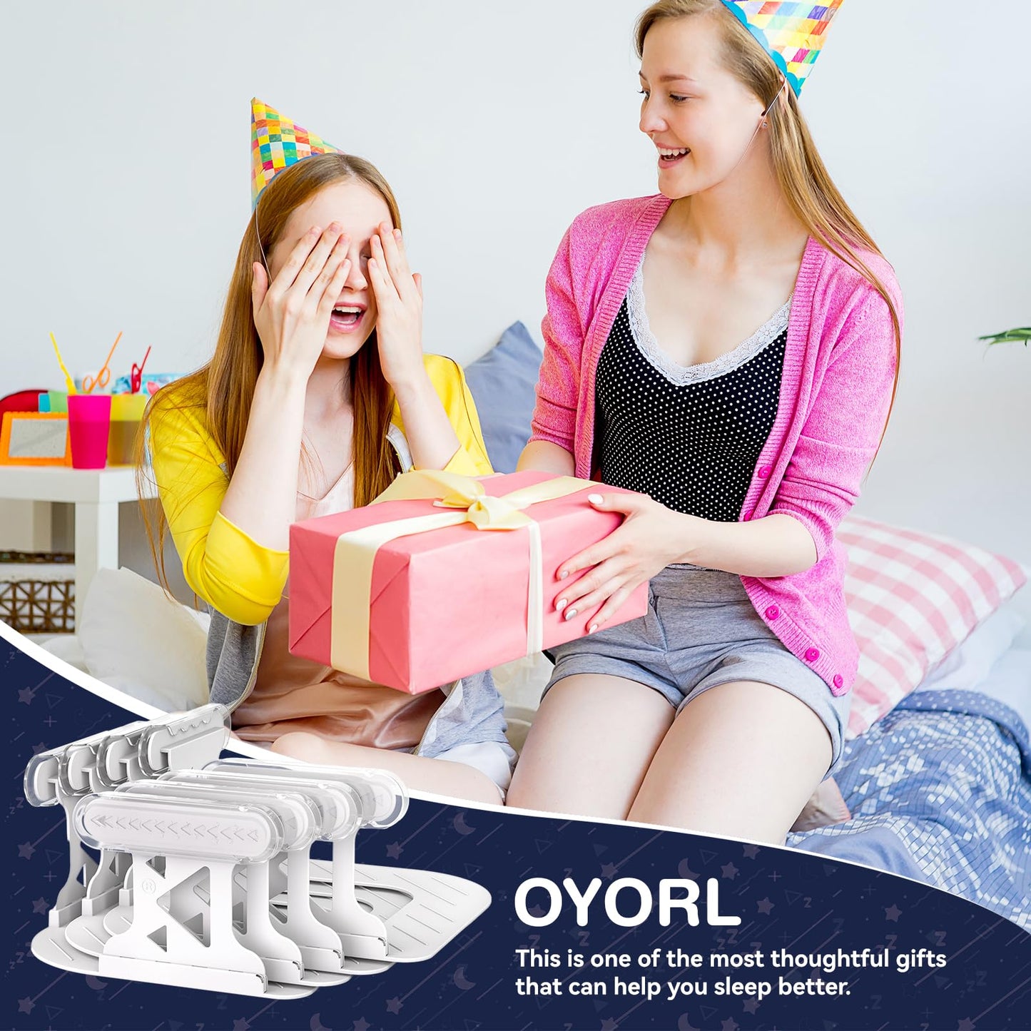 OYORL No-Lift Bed Sheet Holders for Thick Mattresses, Triangle Sheet Straps Keep Sheets in Place All Night, Upgraded Mattress Clips with Fabric-Safe Grippers, Fitted Sheet Fasteners 4Pcs(White)