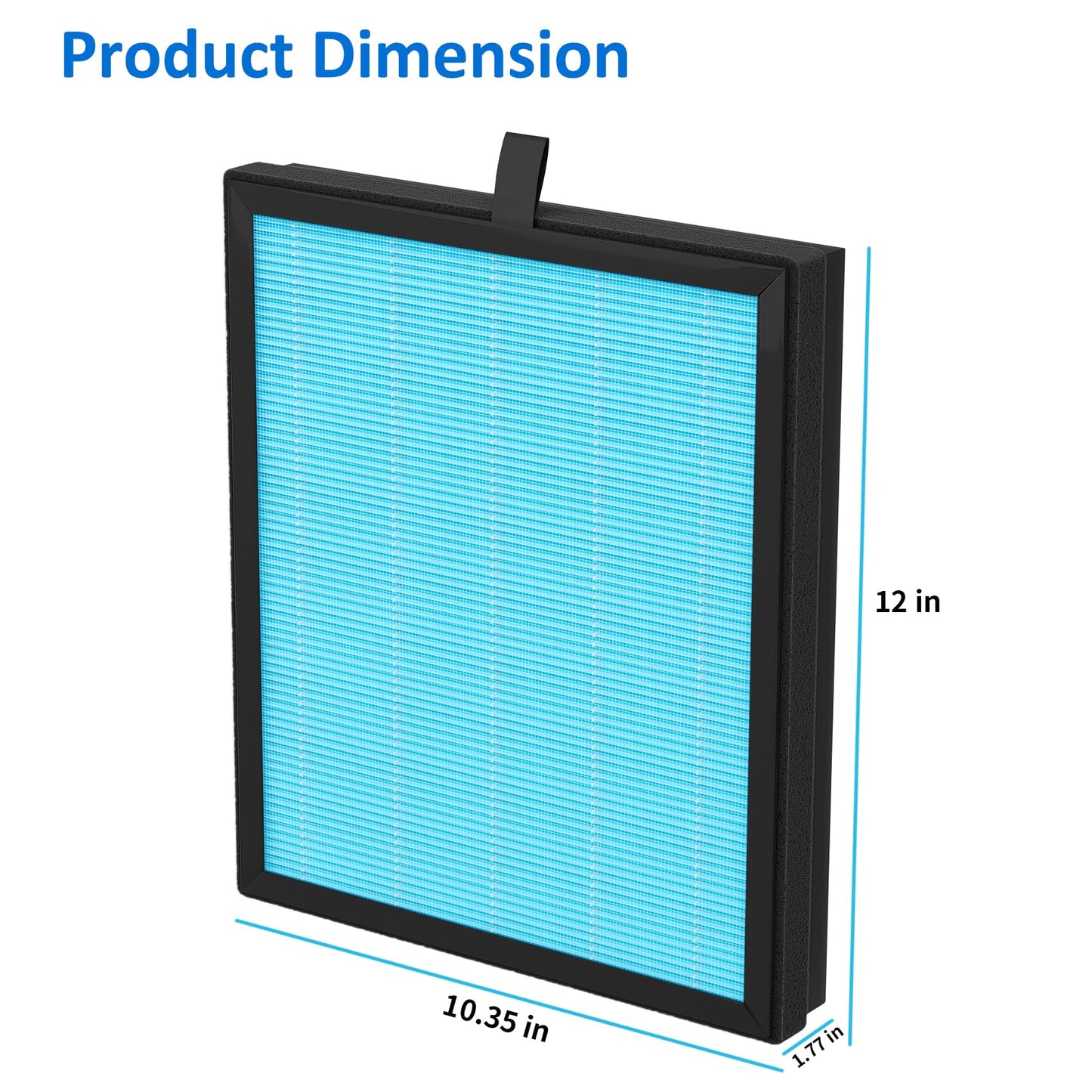 MK07 Air Purifier Filter Replacement, 4-in-1 Air Filter for Dust Pollen, Lint, Pet Dander & Smoke - 3 Pack, Blue