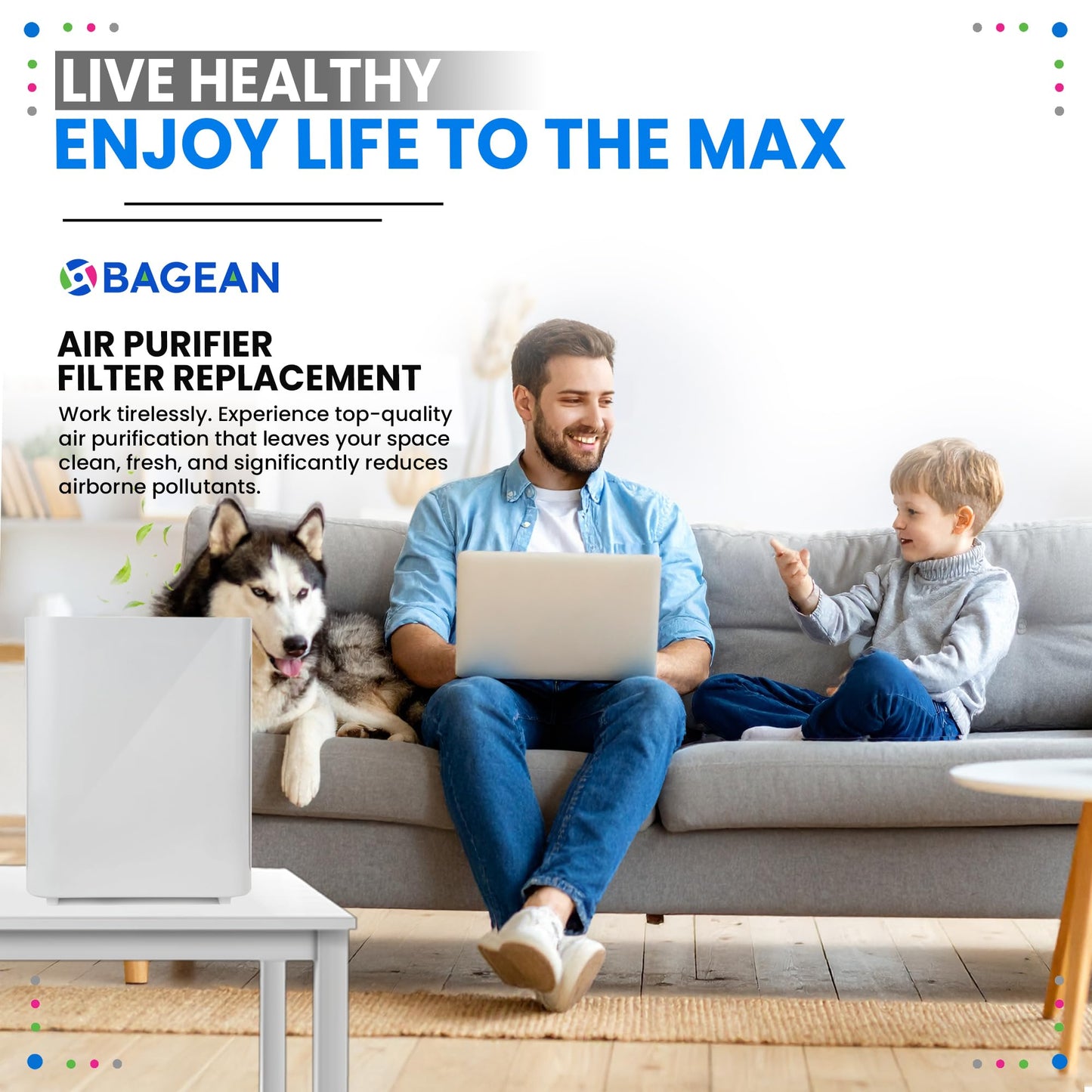 Bagean Vital 100 Replacement Filter for Levoit Air Purifier Compatible with Levoit Filter Replacement - Certified H13 True HEPA with Activated Carbon Filters 99.97% Particles and Purifies Air (3-Pack)