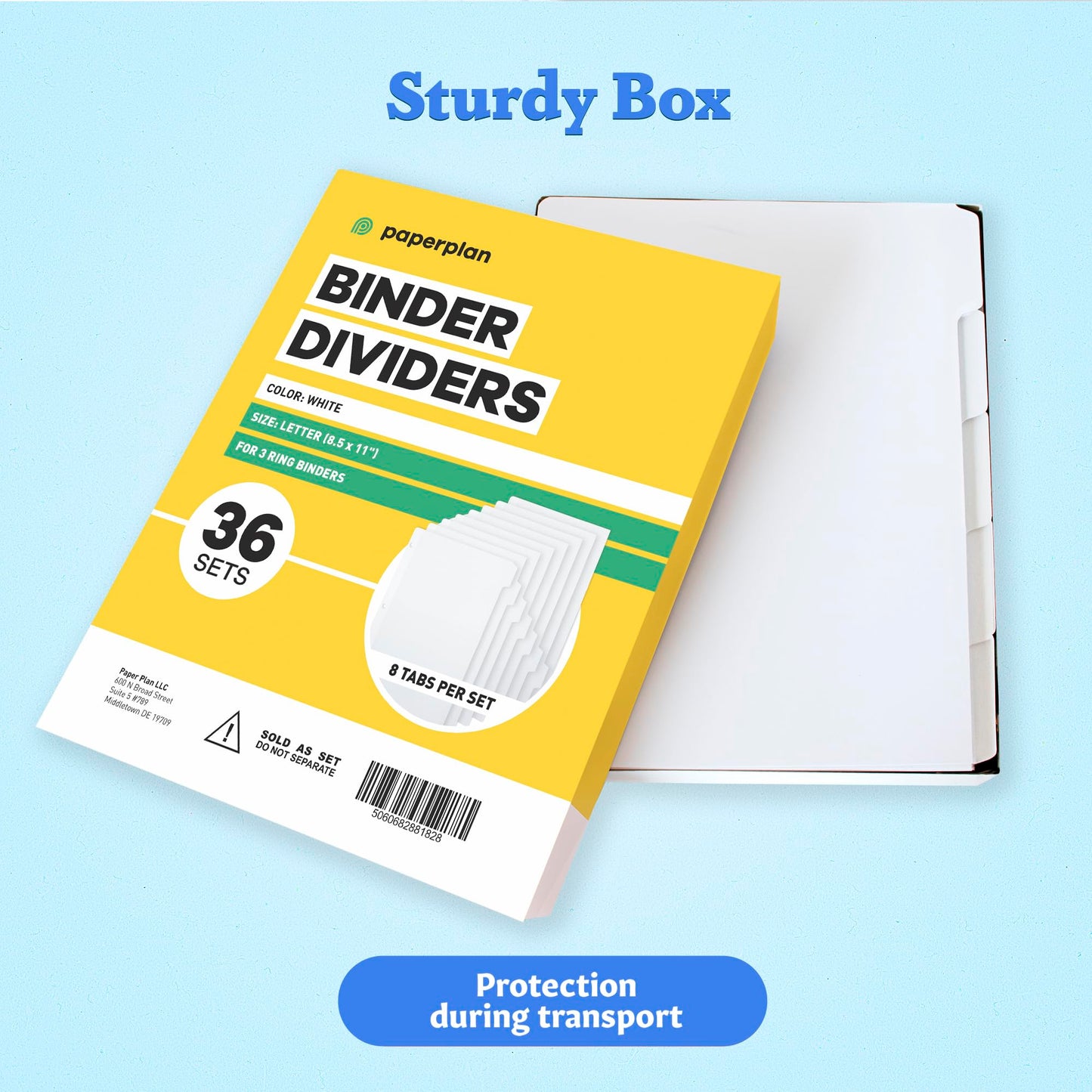 Binder Dividers with Tabs - (Set of 36) x 8 Tab Dividers for 3 Ring Binders, White, Reinforced Edge - Ideal for Keeping Your Documents Neat and Professional