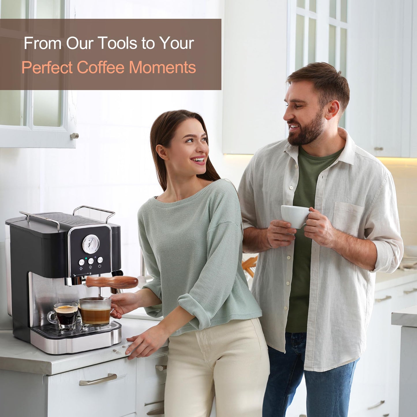 WhaleSiper 54mm Bottomless Portafilter with Puck Screen, Compatible with Breville BES870/880 & Solis etc., 3-Ear Stainless Head