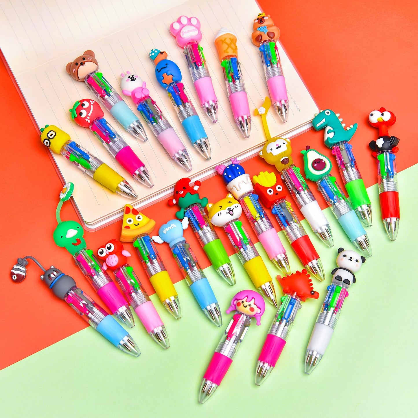 BIMORITA 100Pcs Mini Multicolor Pens in One 4-in-1, Cute Pens Bulk for Party Favors and Birthdays, Delightful Ballpoint Pen Gifts Classroom Student Prizes (100pcs)