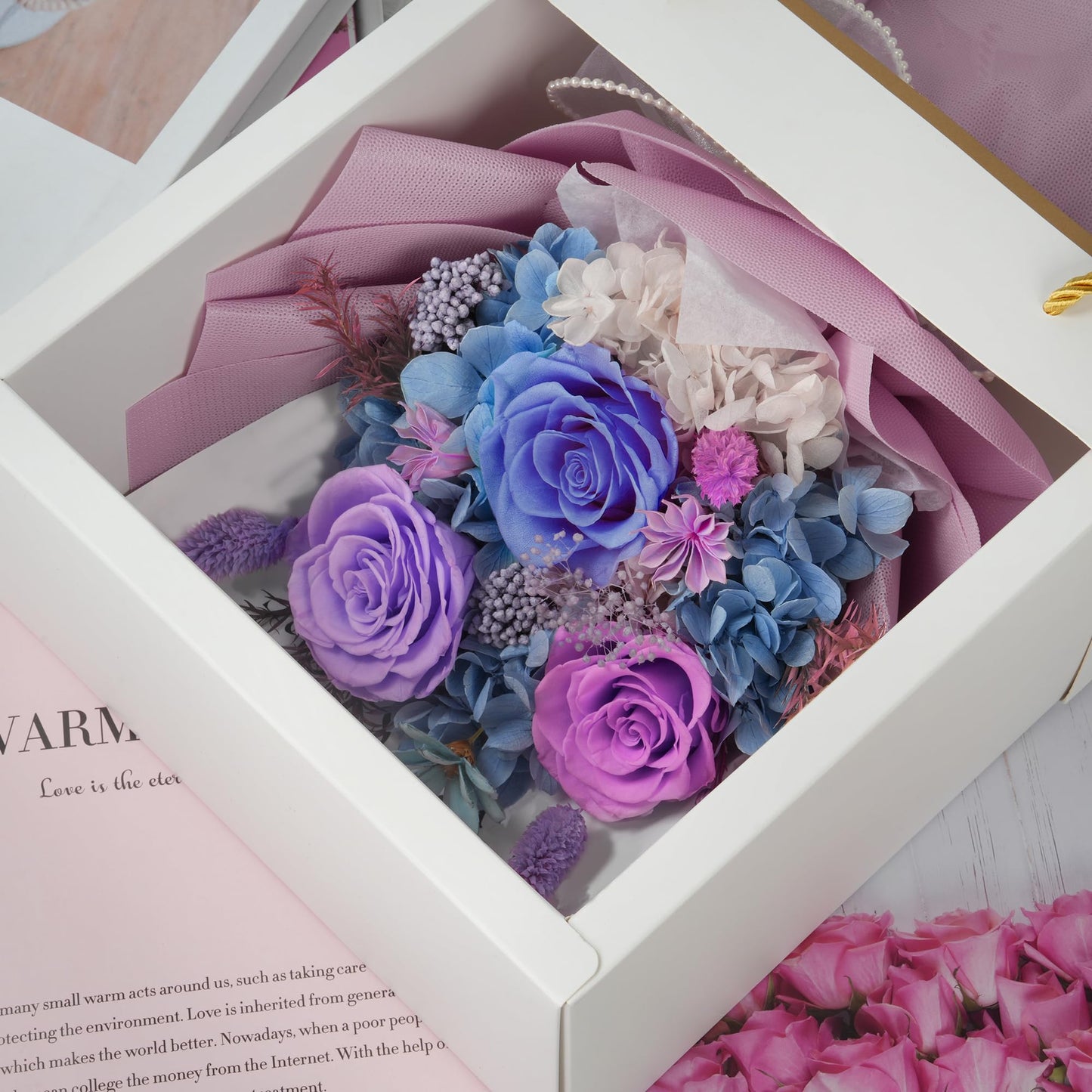 Childom Mothers Day Rose Gifts for Mom,Birthday Gifts for Women,Preserved Flowers for Delivery,Mothers Day Flowers Gift for Wife,Grandma,Purple Real Roses Bouquets for Her,Anniversary,Valentines Gifts