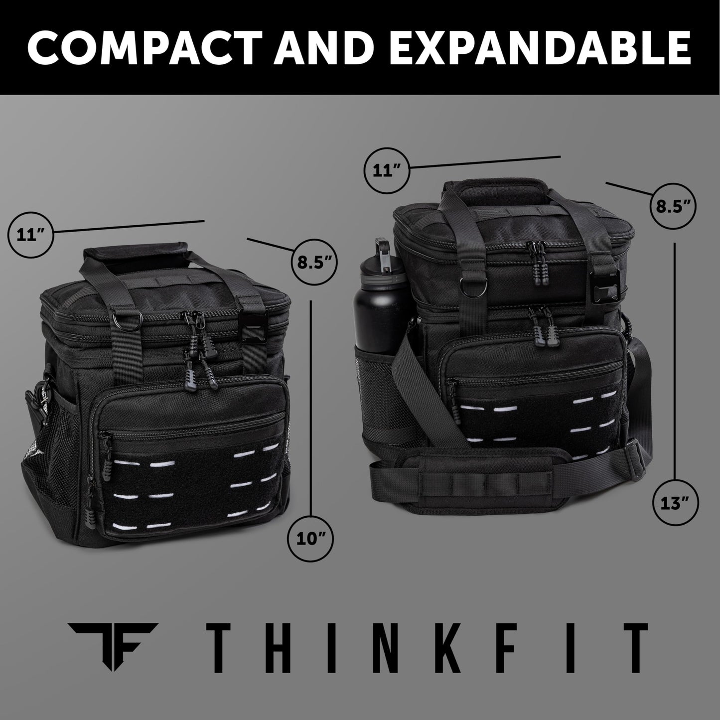 ThinkFit Tactical Lunch Box for Men - Heavy Duty Insulated Lunch Bag - Military Style Large Capacity Meal Prep Cooler Bag for Work, Construction, Blue Collar - Waterproof MOLLE System