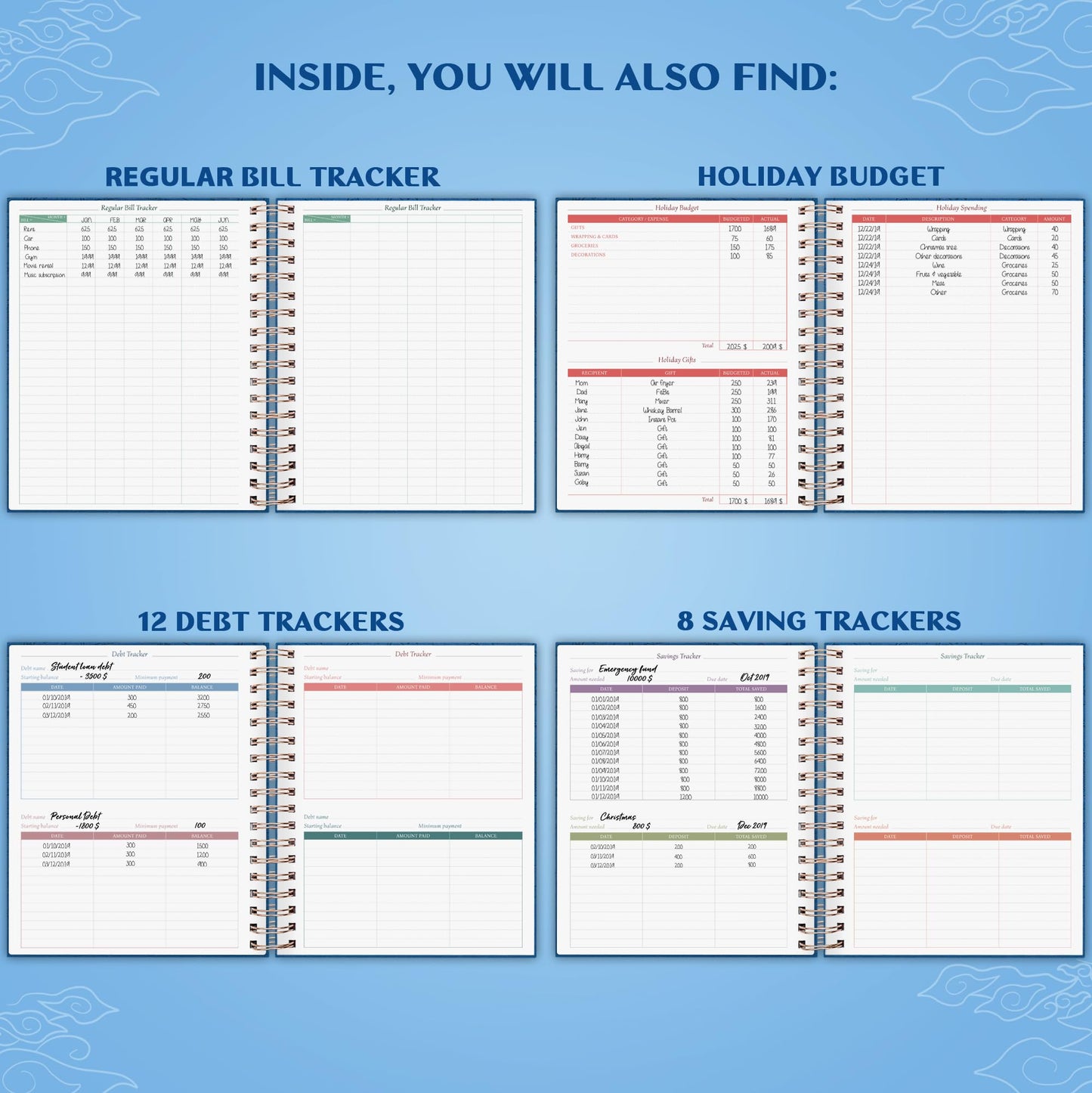 Legend Budget Planner & Monthly Bill Organizer with Pockets – Home Finance & Expense Tracker – Notebook for Household Budgeting (Mystic Blue)