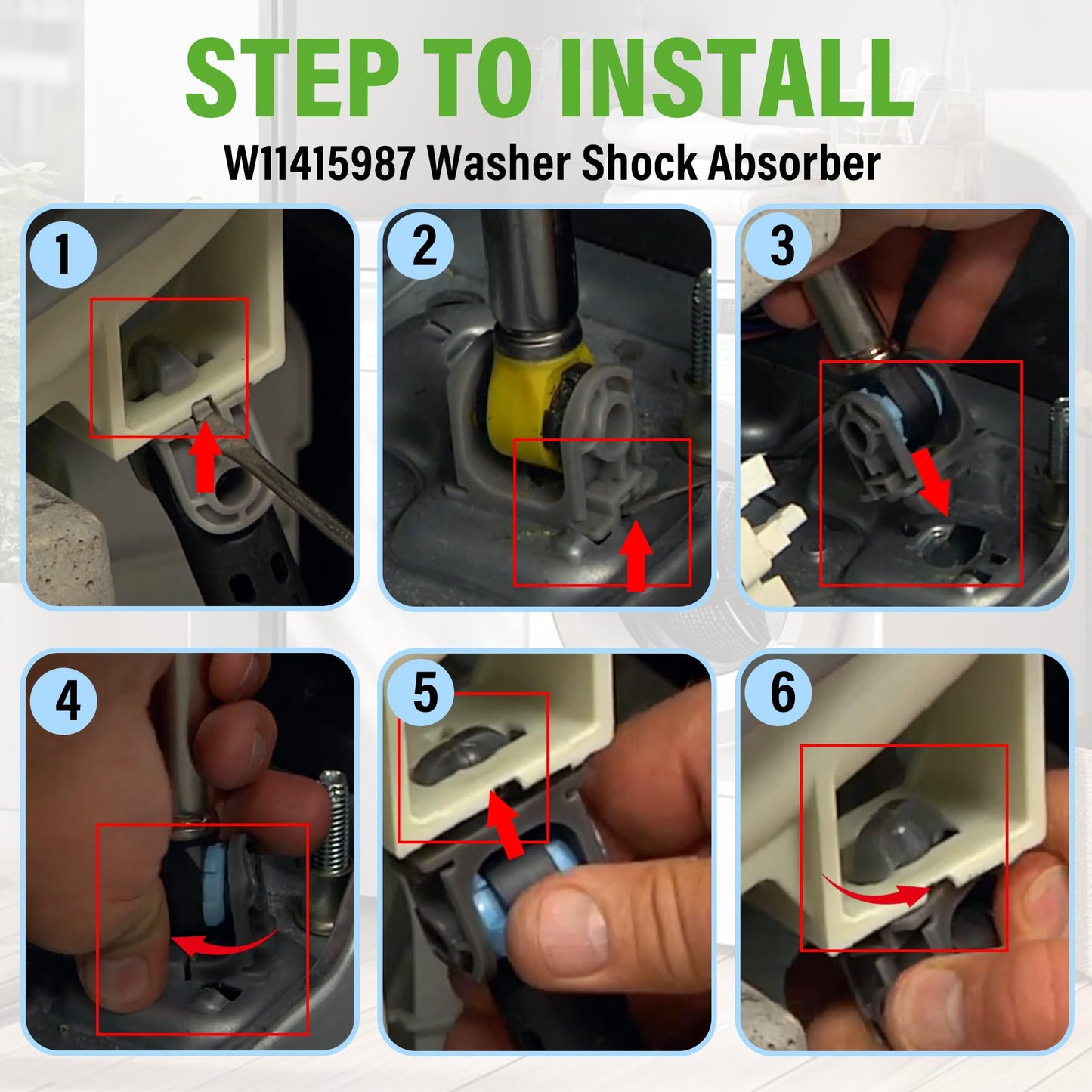 W11415987 WFW95hEDW0 WFW70HEBW2 WFW70HEDW0 WFW90HEFW1 Washer Shock Absorber Kit Fit for whirl-pool May-tag washer WFW80HEBW1 WFW80HEBW2 WFW81HEDW0 WFW8540FW0 MHW3000BG0 MHW3000BG1 MHW3000BG2