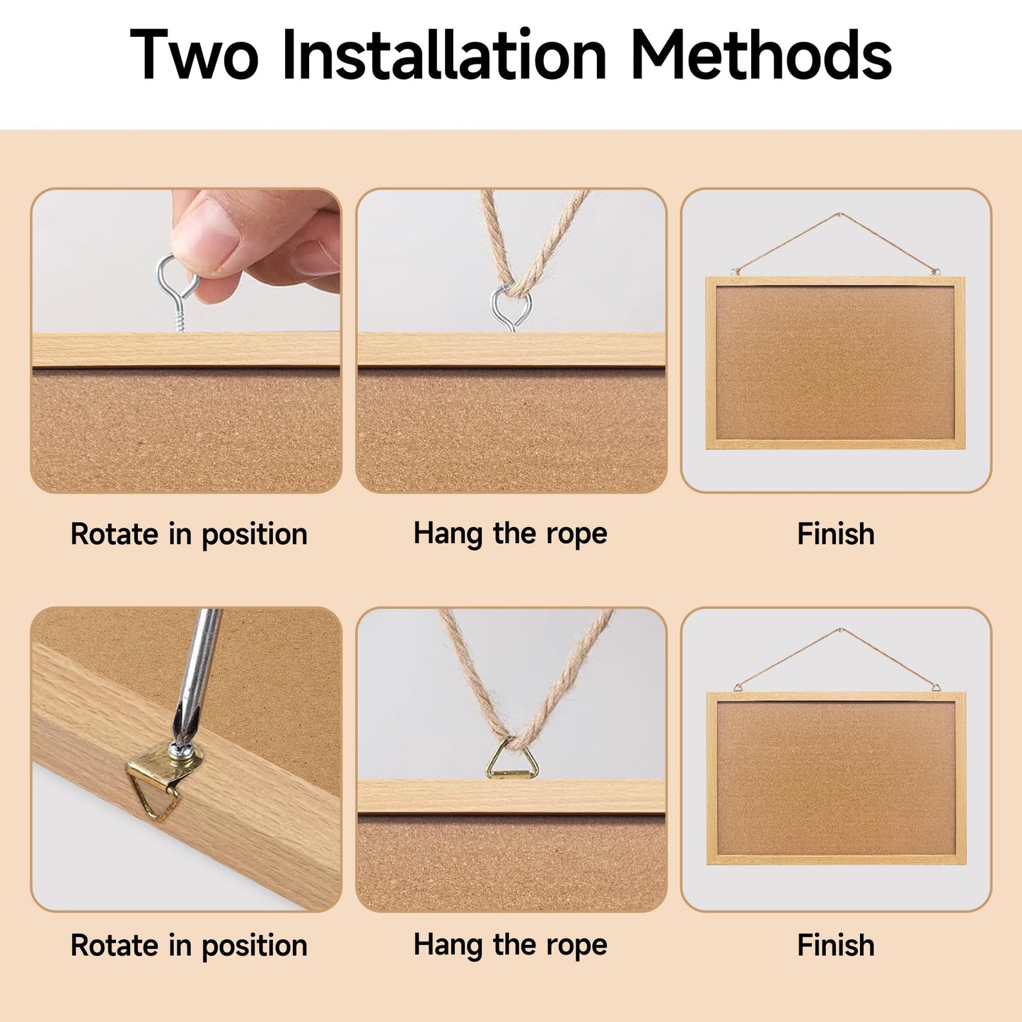 Yunihome Cork Bulletin Board, 36x24 Inches Hanging Cork Board Wooden Framed with Pins for Wall, Dorm Room, Office, Home Decor – Natural Cork & Black Frame