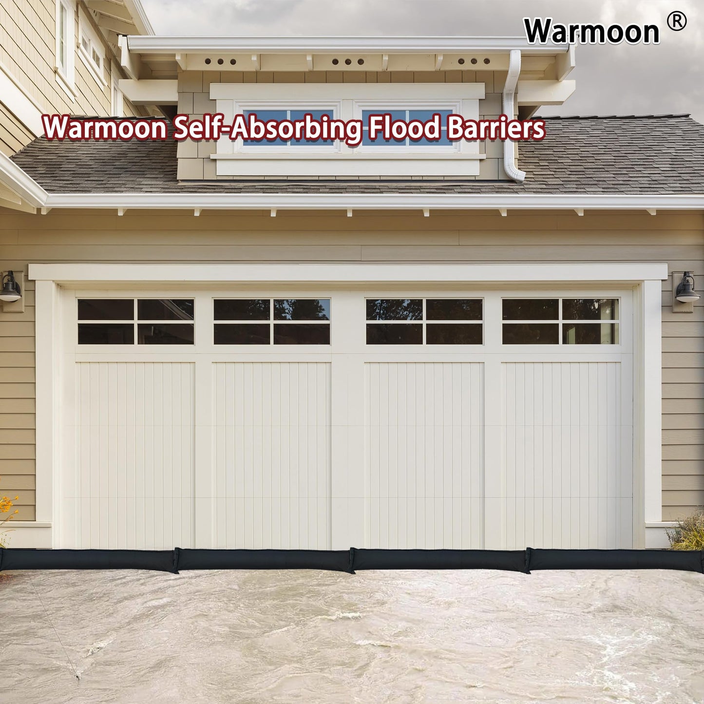 Self-Absorbing Reusable Flood Bags with Handles - Evenly Distributed Absorbents, Multiple Lengths - Home/Garage/Commercial Protection (7ft (Pack of 2) - with Handles)