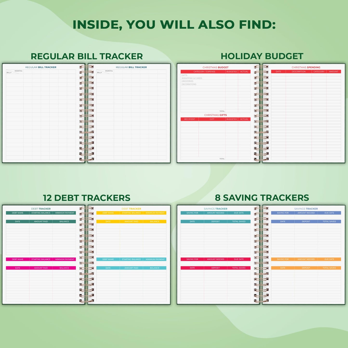 Clever Fox Budget Planner & Monthly Bill Organizer With Pockets. Expense Tracker, Budgeting Journal & Financial Book. Large, 8x9.5" (Dark Green)
