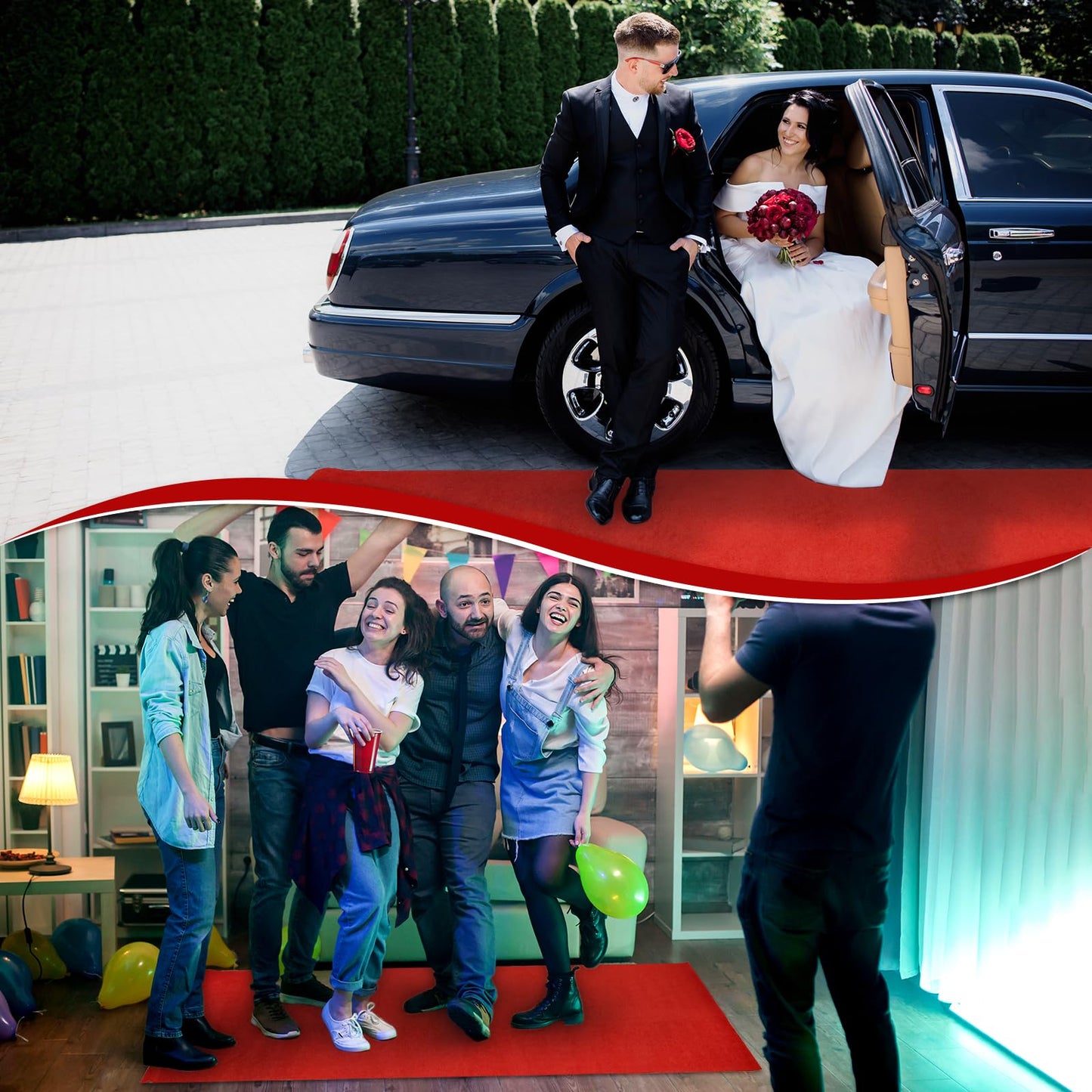 PBHEPJ 4ft x 10ft Extra Thick Red Carpet Runner for Party & Hollywood, Festival Celebration, Wedding, Graduation Ceremony, Award Ceremony, VIP Reception, Heavy-Duty, Non-Slip TPR Rubber