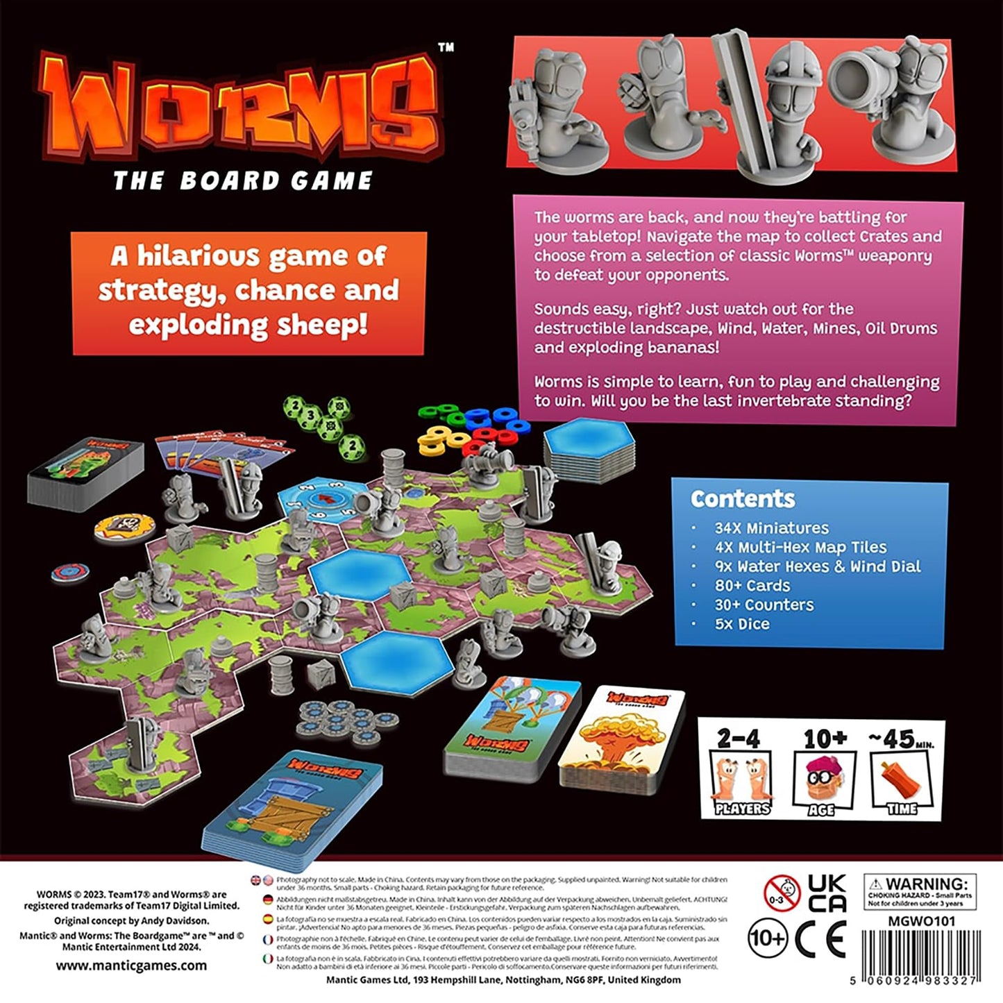 Mantic Games: Worms: The Board Game - Hilarious Tabletop Game Incorporating All The Fun & Shenanigans from The Classic Video Game, Age 10+, 2-6 Player