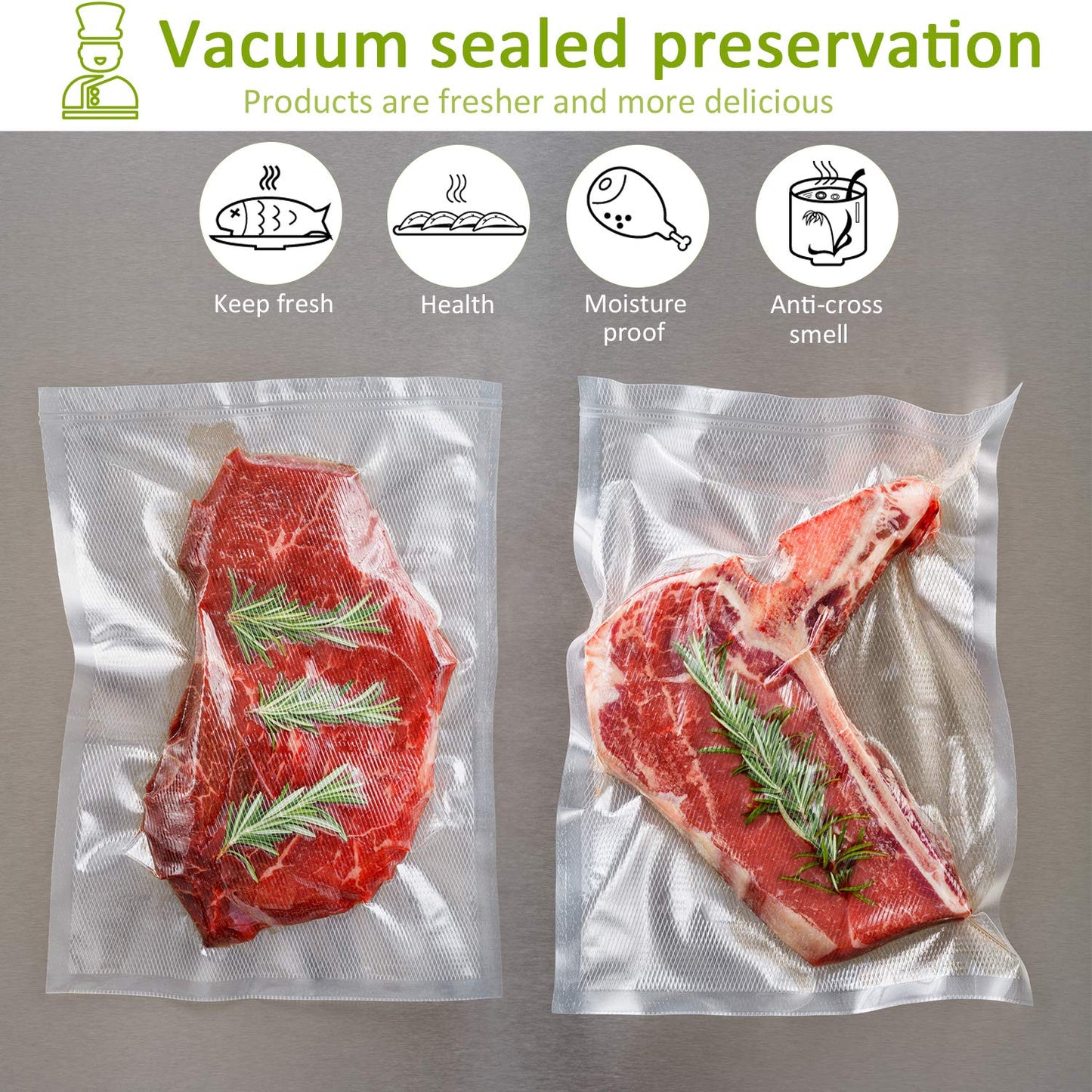 POTANE 6 Pack 11"x20'(3Rolls) and 8"x20' (3Rolls)Thickened Vacuum Sealer Bags , Smell-Proof, Puncture Prevention, Heavy duty for POTANE, Food Saver, Great for Vacuum storage,Meal Prep or Sous Vide