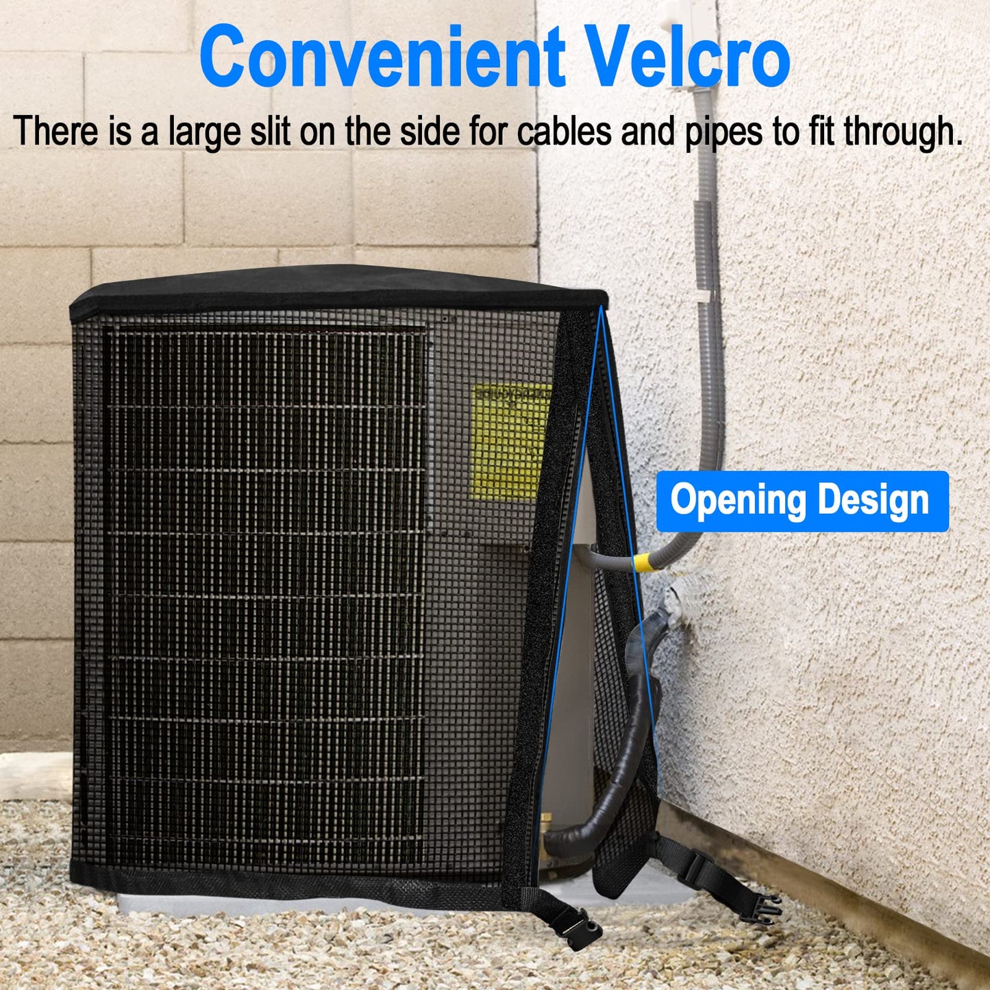 TRELC Air Conditioner Cover for Outside Unit, All Seasons Full Mesh AC Cover with Detachable Waterproof Top, Winter AC Unit Covers Outdoor Against Cottonwood, Leaves, Snow (35.4" x 35.4" x 39.4")
