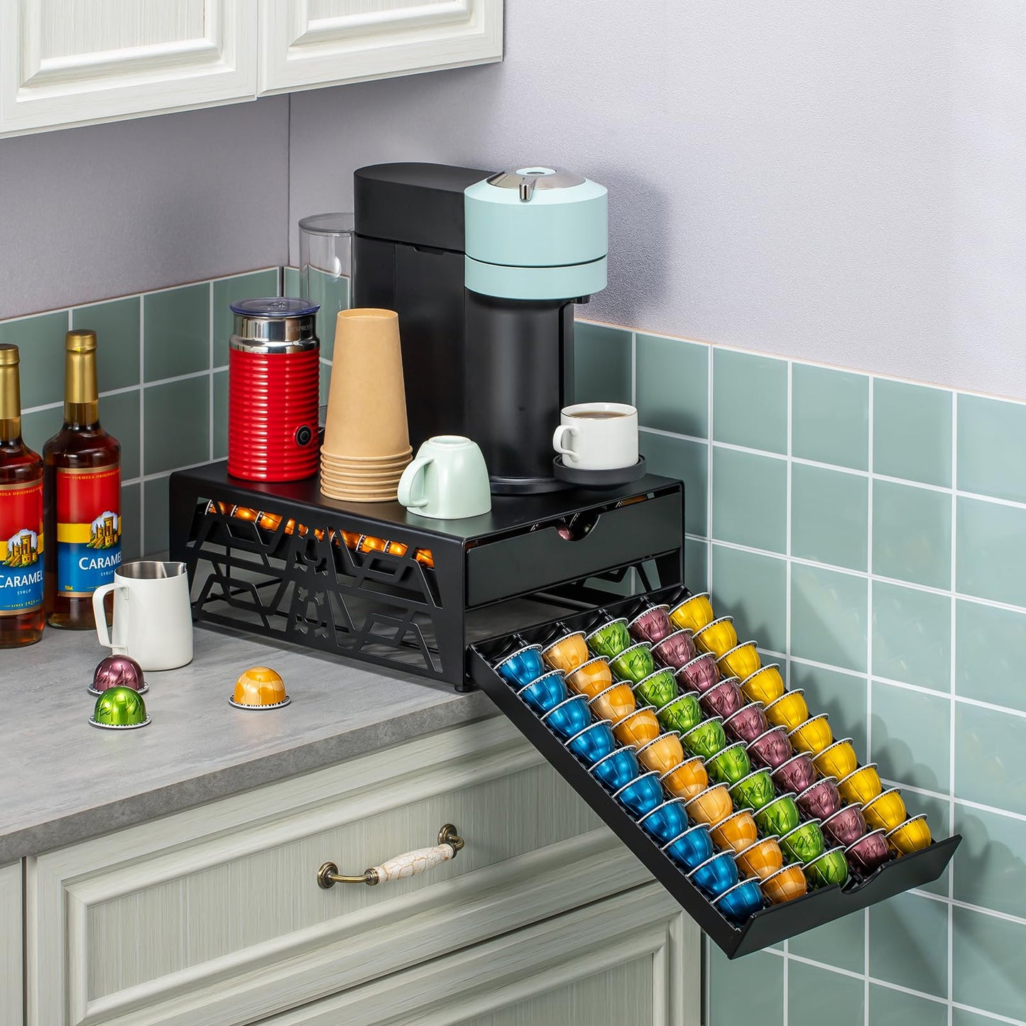Rice rat for Nespresso Pods Holder Vertuo Pod Holder for Vertuoline Capsules (100 pods-2tiers)