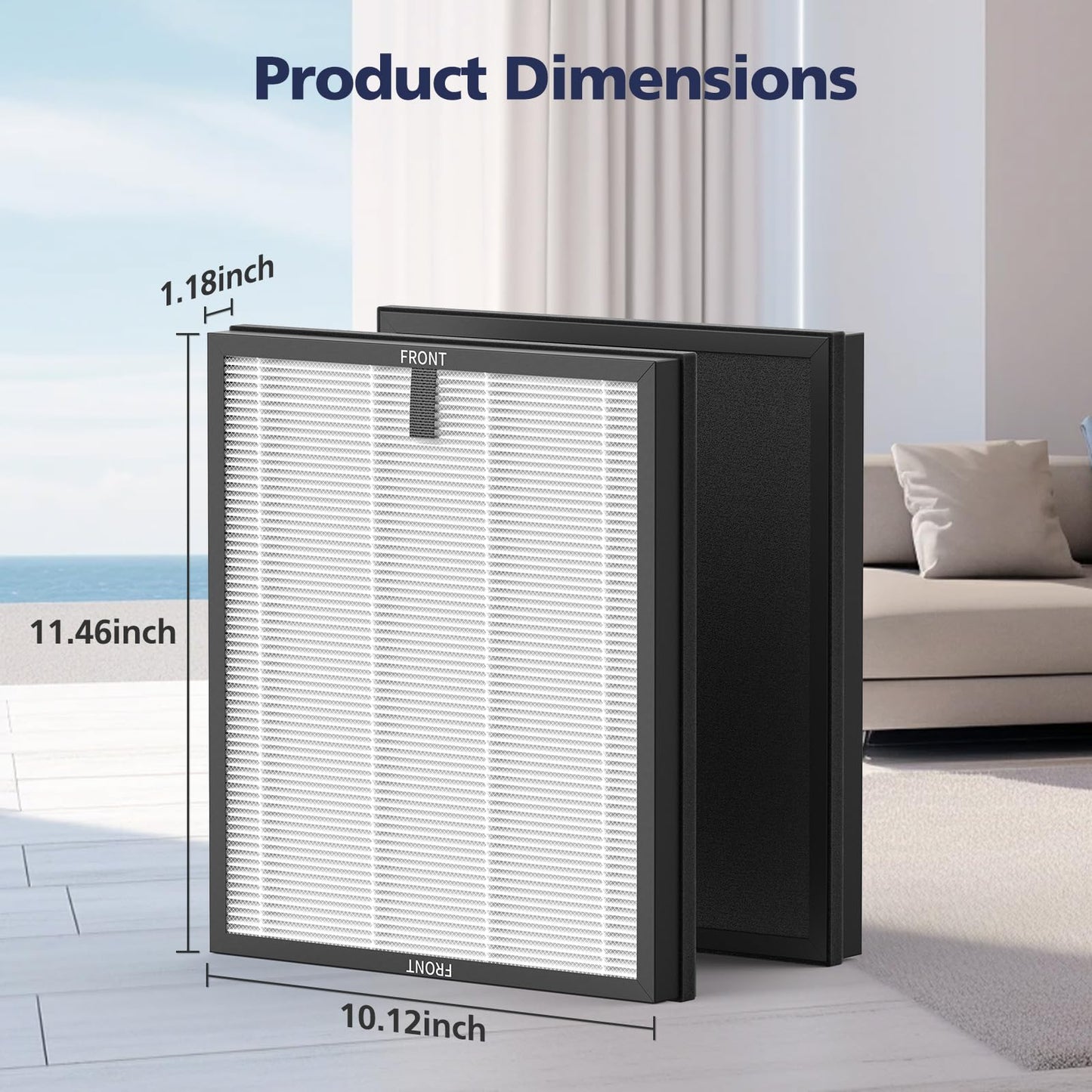 4-Pack HAP603 Replacement Filter Compatible With ECOSELF HAP603 & HAP603WF Air Purifier, 3-IN-1 Hepa Filter with Activated Carbon for Home Office, # RFHAP603, White