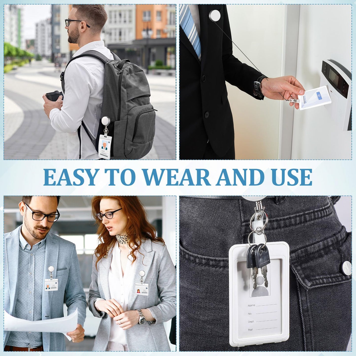Leelosp Heavy Duty Retractable Badge Holder Reel Metal ID Badge Holder with Belt Clip Keyring Retractable Clip Bulk Card for Work Employee Doctor Nurse Gifts(Glossy Silver,50 Pack)