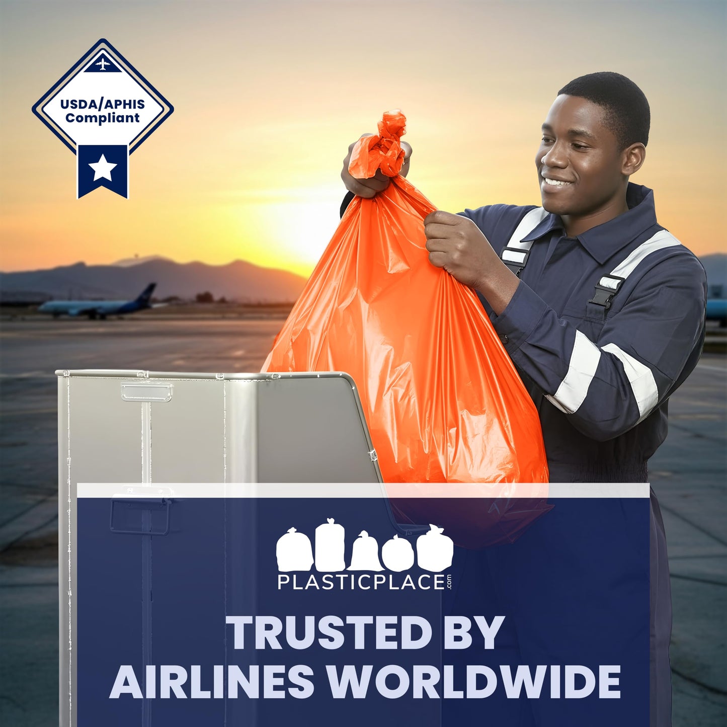 Plasticplace 42 Gallon Trash Bags |3.0 Mil | Orange Heavy Duty Contractor Trash Bags | 33" x 48", 50 Count (Pack of 1)