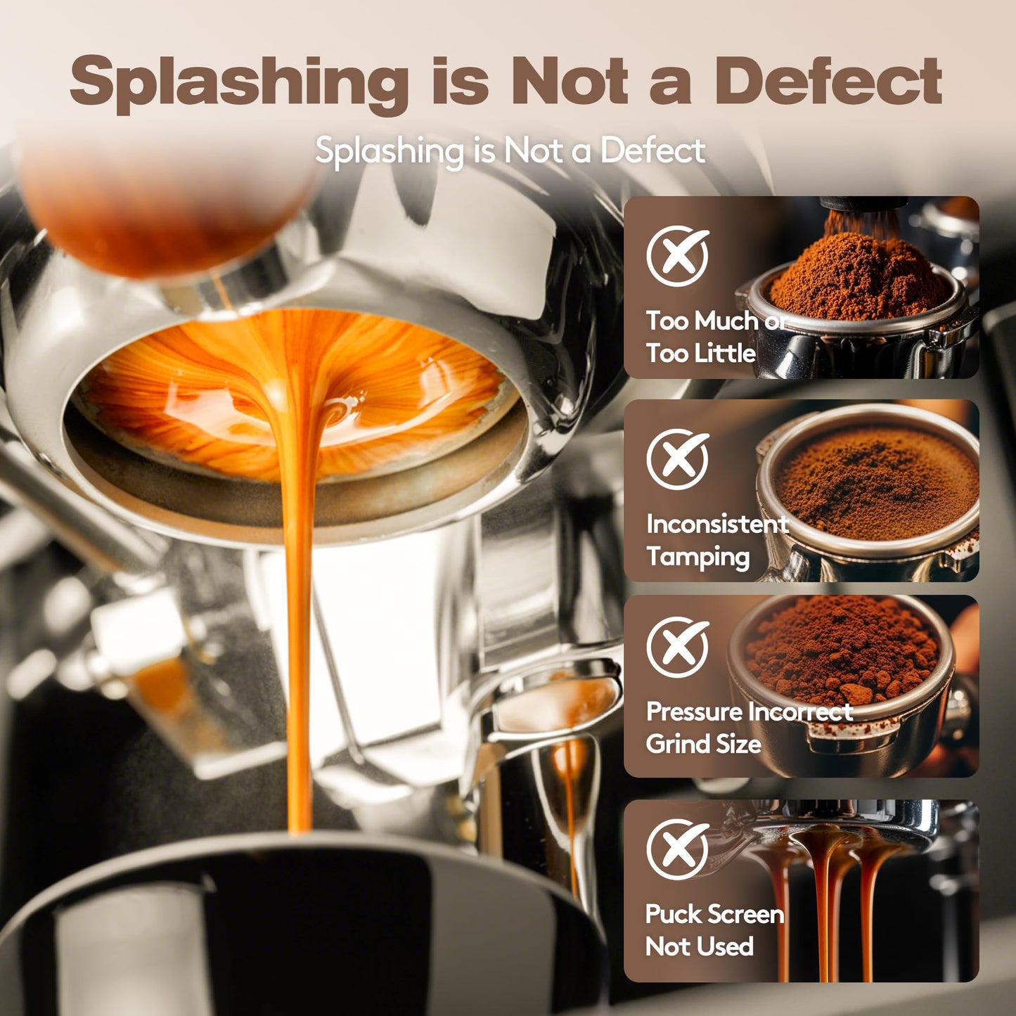 Bottomless Portafilter 51mm Compatible with CASABREWS CM5418, 5418Pro & 3700Essential - Stainless Steel 3-Ear Portafilter with Puck Screen & Filter Basket