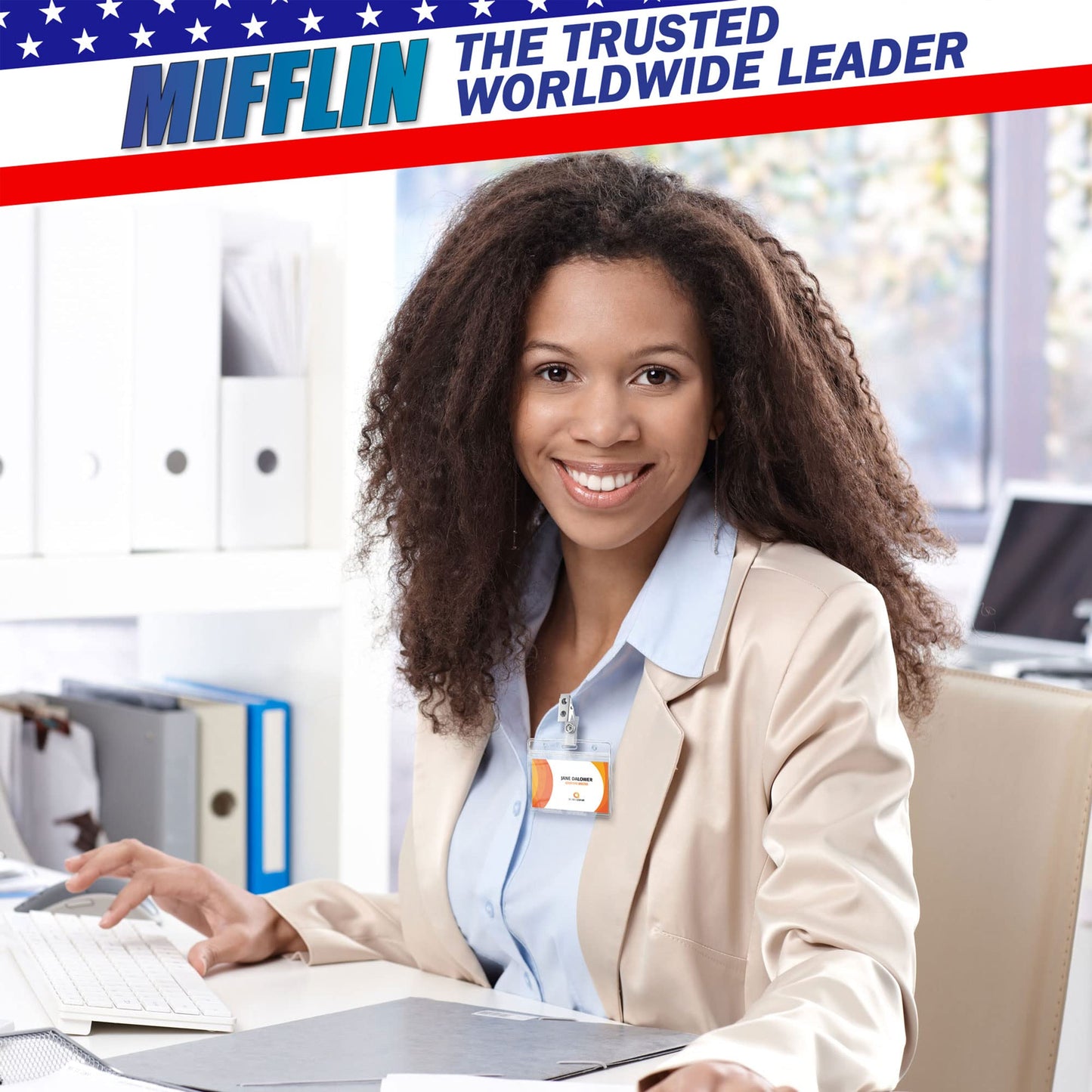 Mifflin-USA Horizontal Plastic Card Holder with Metal Clip and Vinyl Straps (Clear, 3.5x2.25 Inch, 250 Pack), Waterproof PVC ID Name Badge Holder with Clip