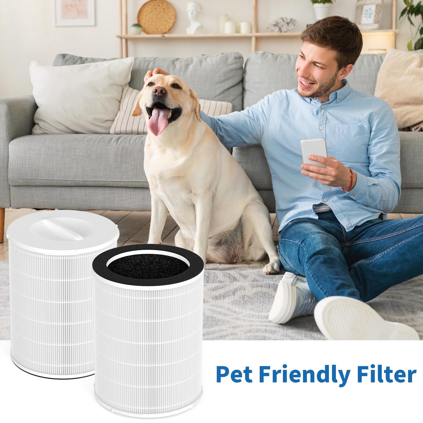 XBWW 1 Pack KJ510B Replacement Filter Compatible with Kokofit KJ510B Air Cleaner Purifier, 3-in-1 Pre-Filter,Main Filters and Activated Carbon Filter