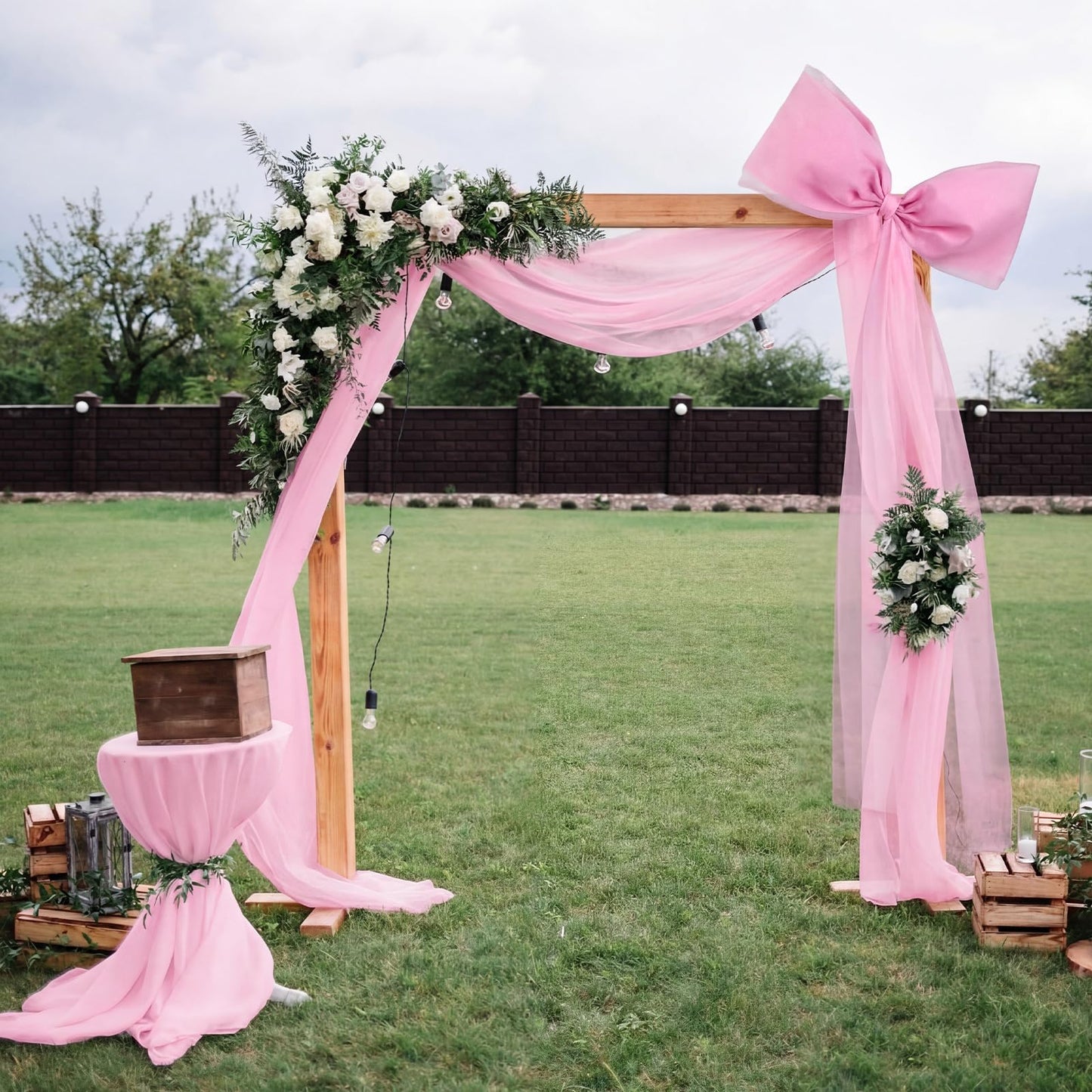 Canlierr Extra Large Pink Organza Bow Decorations 39 x 59 Inch Giant Pink Tulle Bow with Tie and Long Ribbon Tails for Wedding Valentines Party Backdrop Coquette Room Wall Decoration